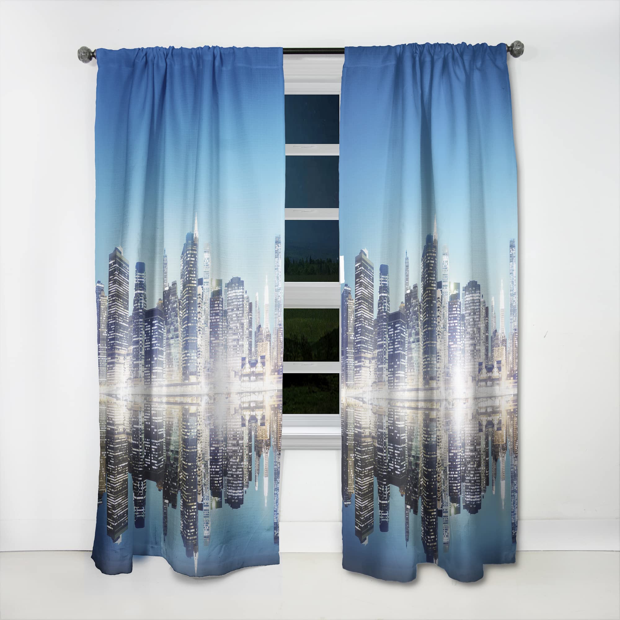 DesignQ Thermal Insulated Blackout Curtains - New York City Skyline Single Panel 52x63 Inches for Bedroom & Living Room - Perfect for Home Decor, Privacy & Light Control