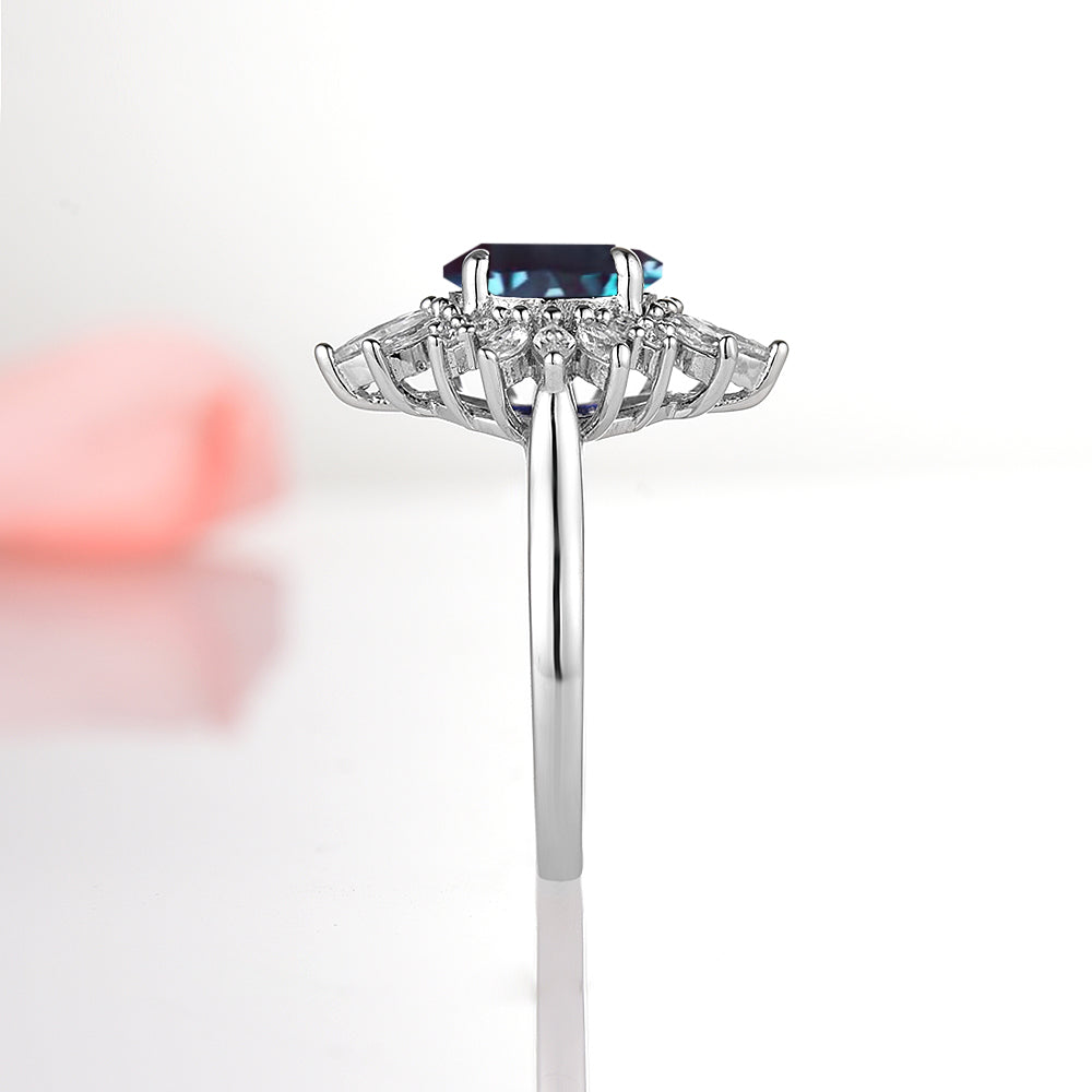 Aurora Alexandrite Ring Sterling Silver - Elegant Gemstone Jewelry for Women, Perfect for Weddings, Anniversaries & Special Occasions