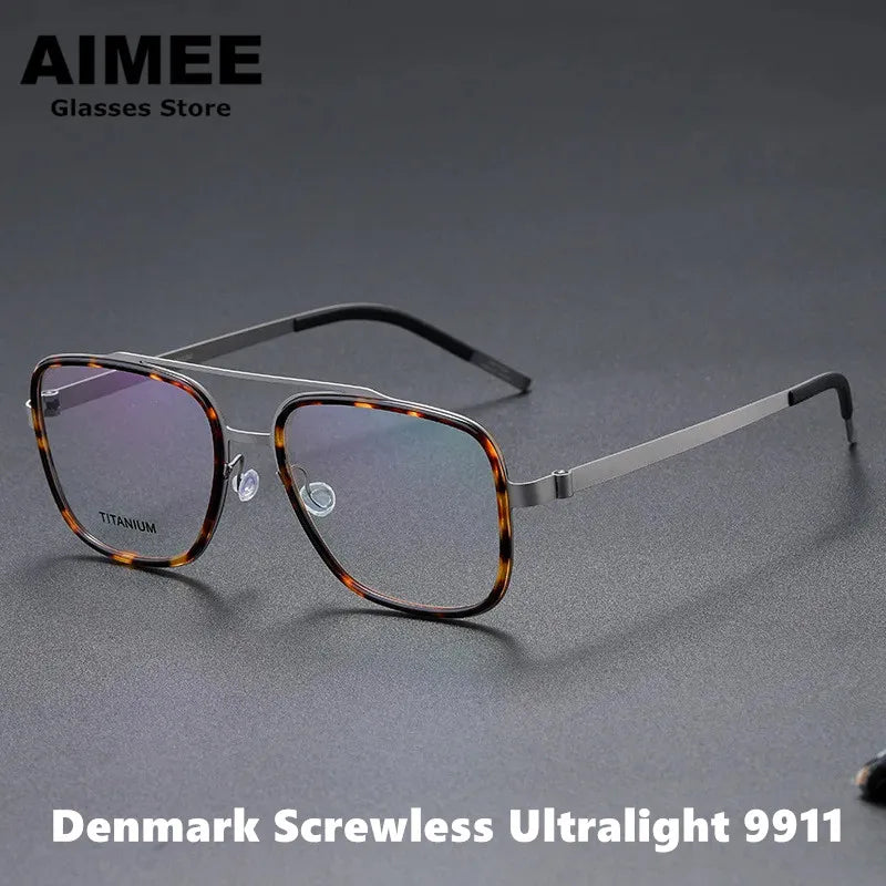 Stylish Unisex Square Full Rim Double Bridge Titanium Acetate Eyeglasses Frame 9911 - Perfect for Work, Reading & Fashion Accessories