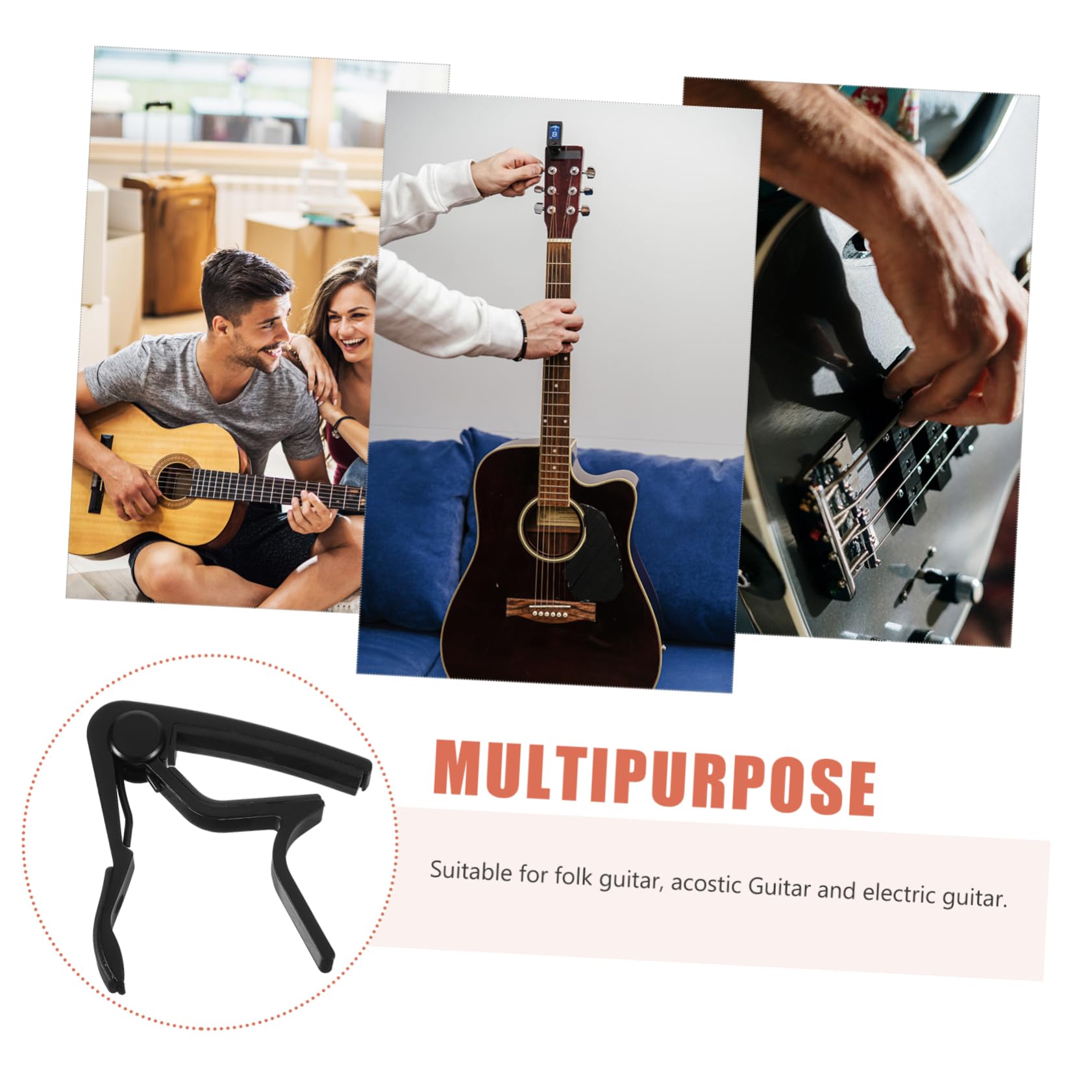 Premium Stainless Steel Guitar Capo - Universal Clip for Acoustic & Electric Guitars with Built-in Tuner | Perfect for Live Performances, Studio Recording & Travel Practice