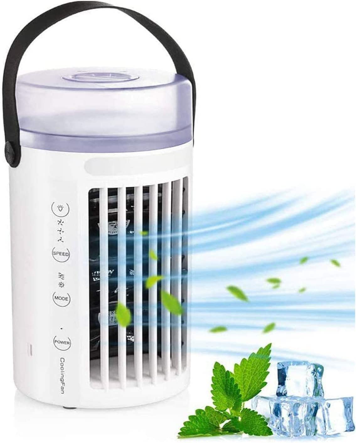 Portable Water-Cooled Air Cooler - 4-in-1 Leakproof Mini Personal Air Conditioner Fan with Evaporative Cooling, Humidifier & USB Power | 3 Speed Settings for Home, Office, Dorm, Bedroom & Outdoor Use