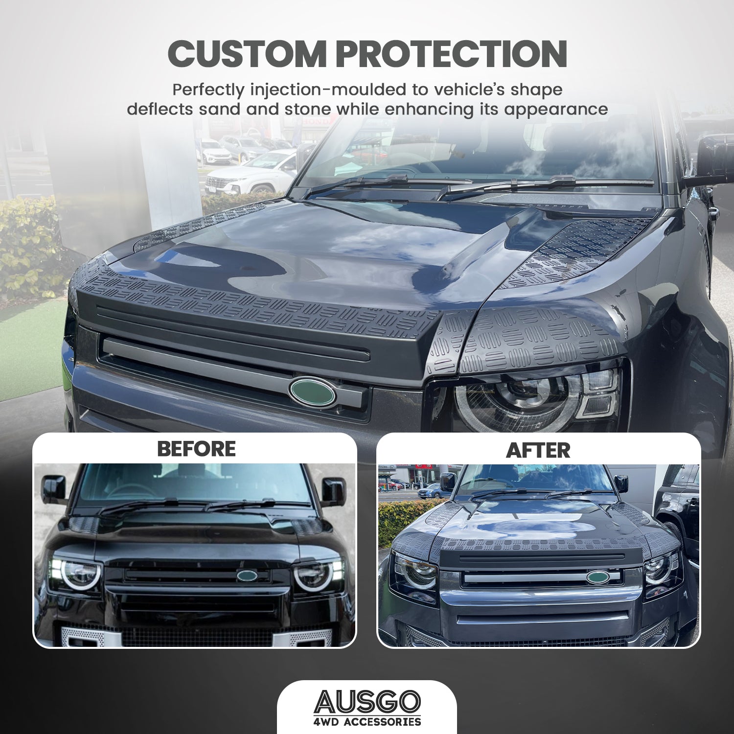 Weather Shields & Bonnet Protector for Land Rover Defender L663 (2020-Present) – Durable Rain & Sun Protection for Off-Road Adventures & Daily Commute