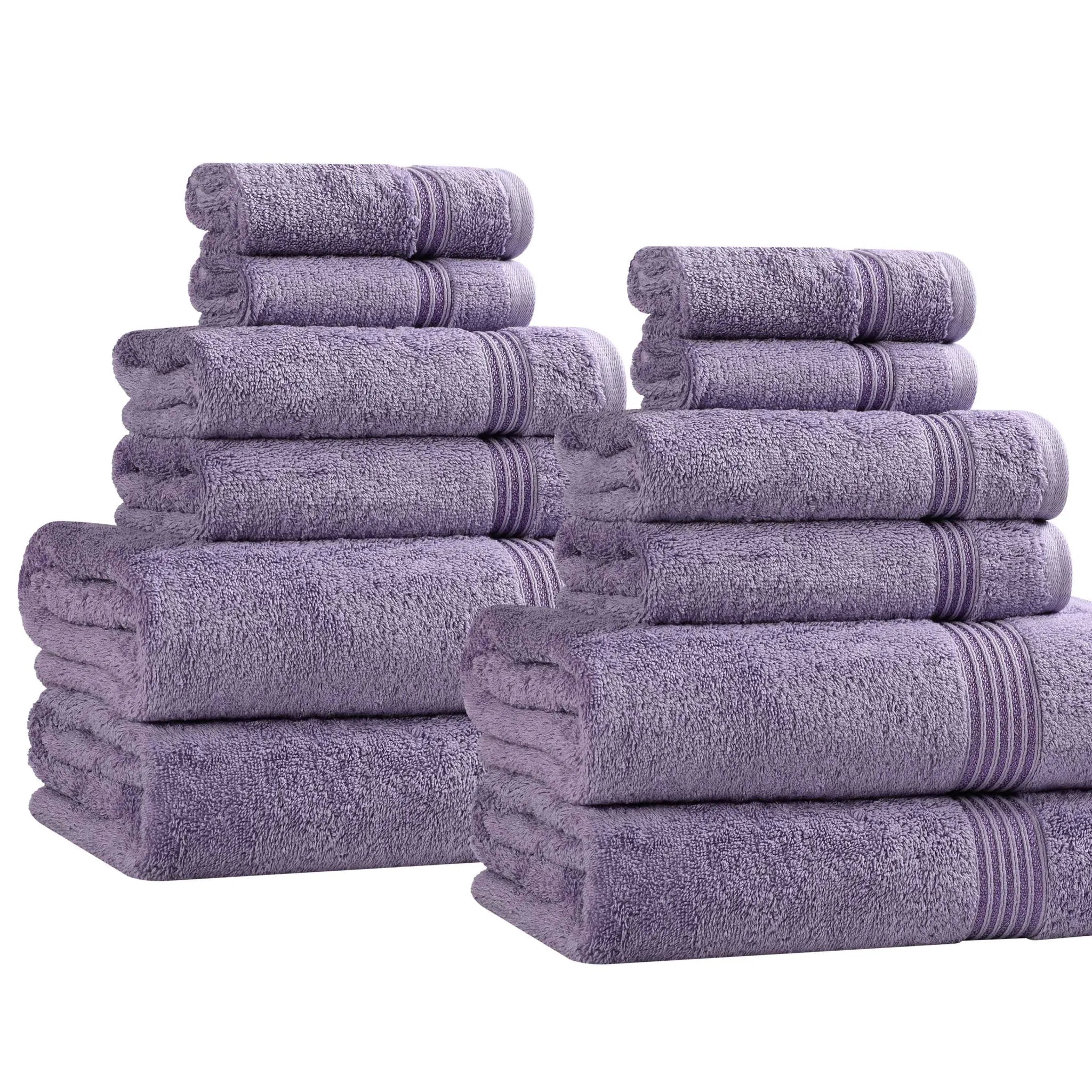 Premium 12-Piece Egyptian Cotton Towel Set - Ultra Soft, Highly Absorbent Bath & Beach Towels for Luxury Spa, Hotel, and Home Use