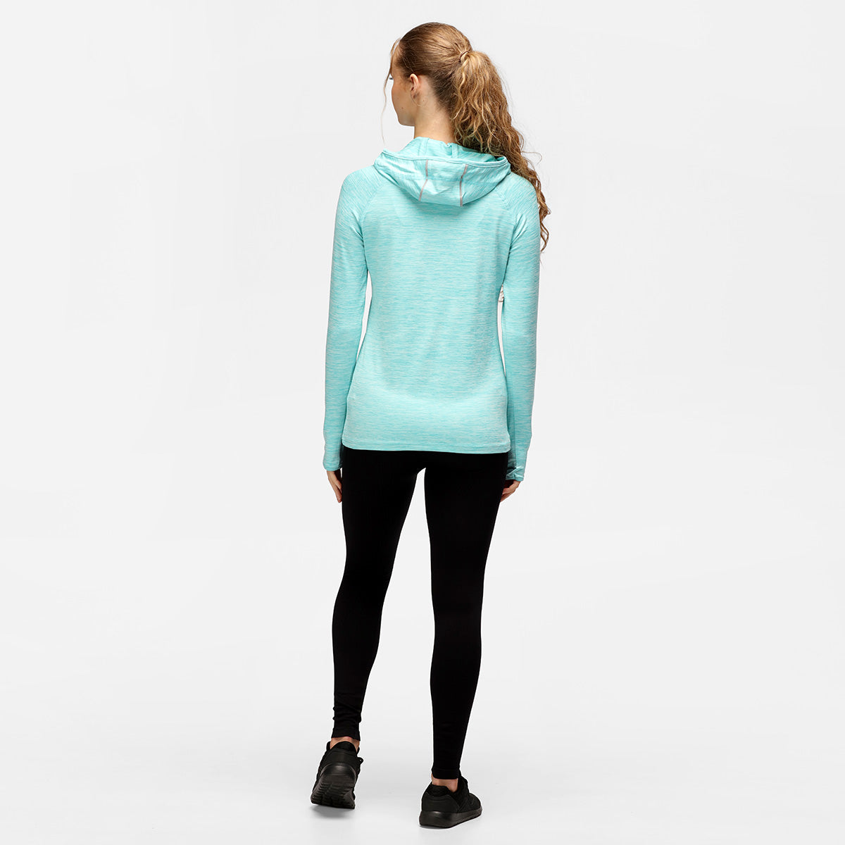 TKB Women's Ocean Blue Cowl Neck Hoodie - Soft Fleece Pullover Sweatshirt for Casual Wear & Outdoor Activities