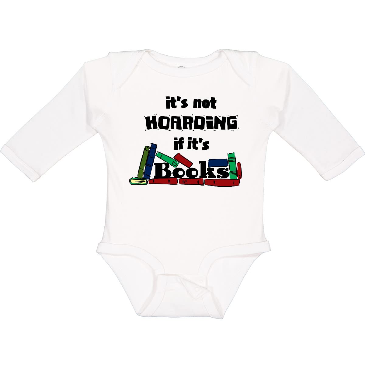 Inktastic It's Not Hoarding If It's Books Long Sleeve Baby Bodysuit - Cute Book Lover Outfit for Infants & Toddlers - Perfect for Library Visits, Storytime & Book-Themed Parties