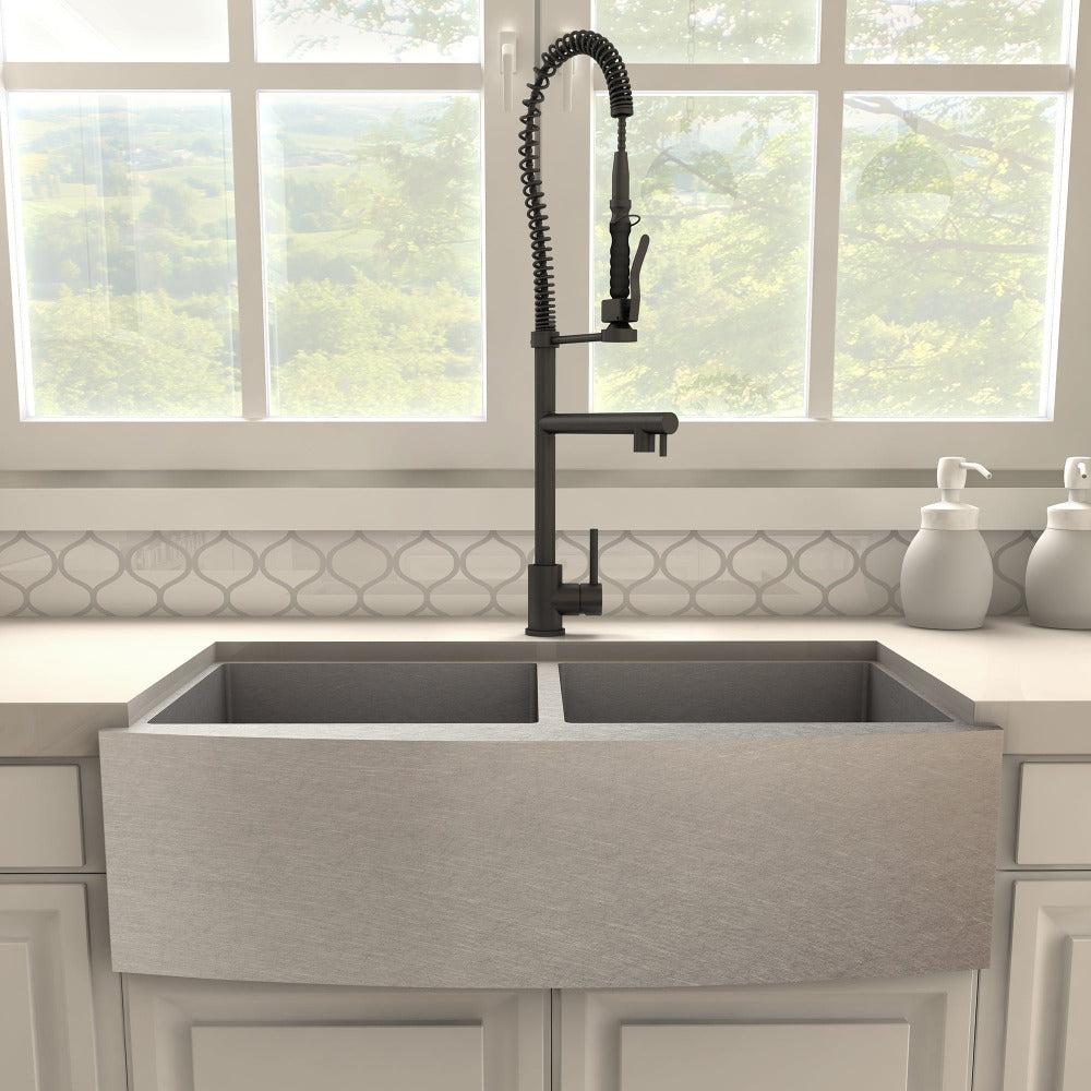 ZLINE Van Gogh Matte Black Pull Down Spring Kitchen Faucet with Pot Filler | High Arc Commercial Style Sprayer | Perfect for Modern Farmhouse & Restaurant Kitchens