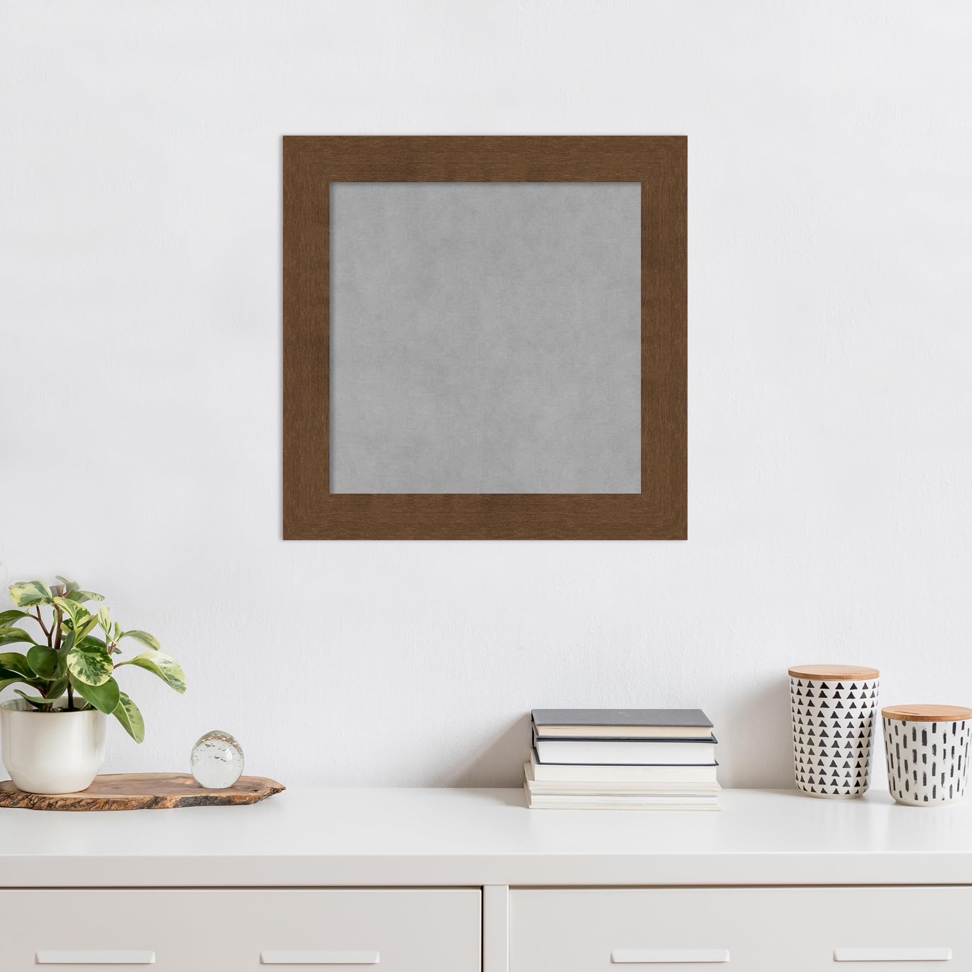 Amanti Art 20x20 Inch Brown Framed Magnetic Vision Board - 100% Metal Sheet for Office Decor, Home Organization & Kids Room - Perfect for Displaying Notes, Photos & Magnets in Kitchen, Mudroom or Workspace