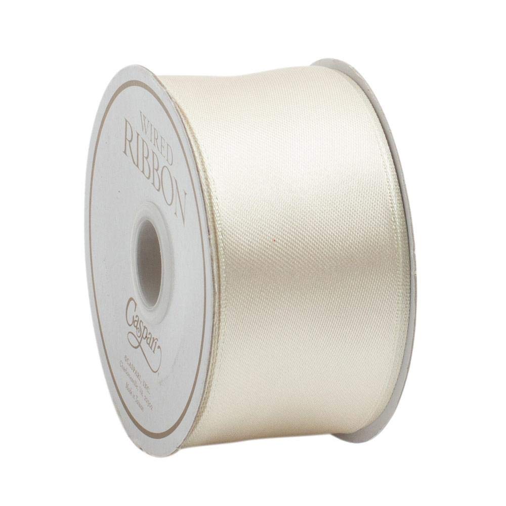 Caspari Solid Ivory Satin Wired Ribbon - 3 Pack of 27 Ft Spools | Perfect for Gift Wrapping, Wedding Decorations & DIY Crafts