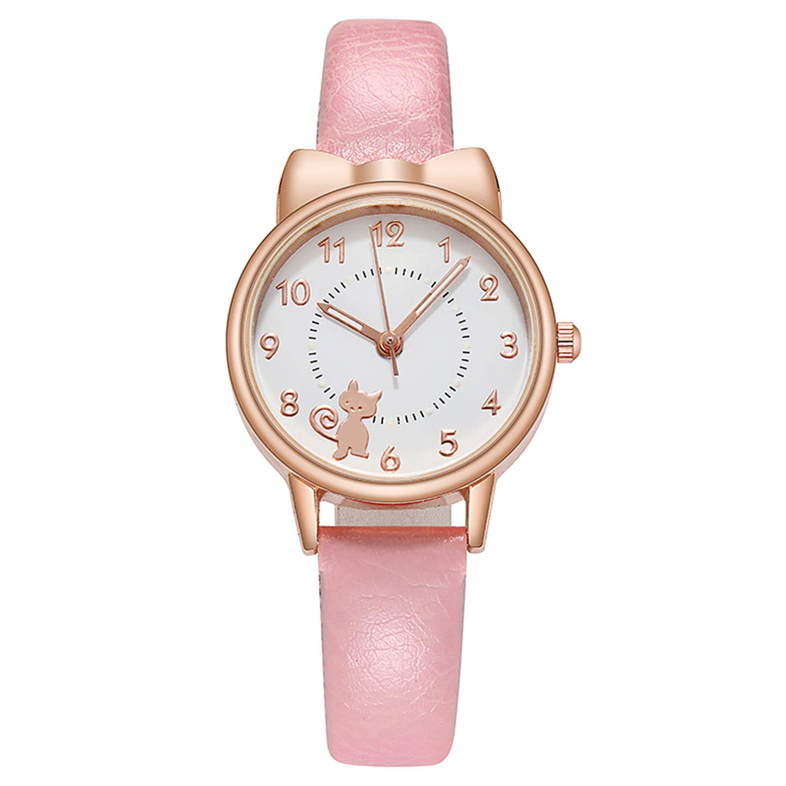 YUSDEE Women's Fashion Watches Retro Ladies Quartz Wristwatch - Ultra Thin Minimalist Design with PU Leather Band (Pink) | Perfect for Office, Dating & Everyday Wear