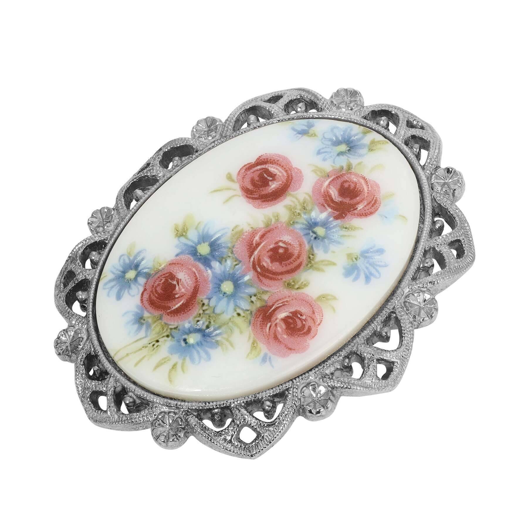 1928 Vintage Jewelry Grecian Windflowers & Roses Brooch Pin - Antique Floral Design for Women's Fashion, Collectibles & Special Occasions