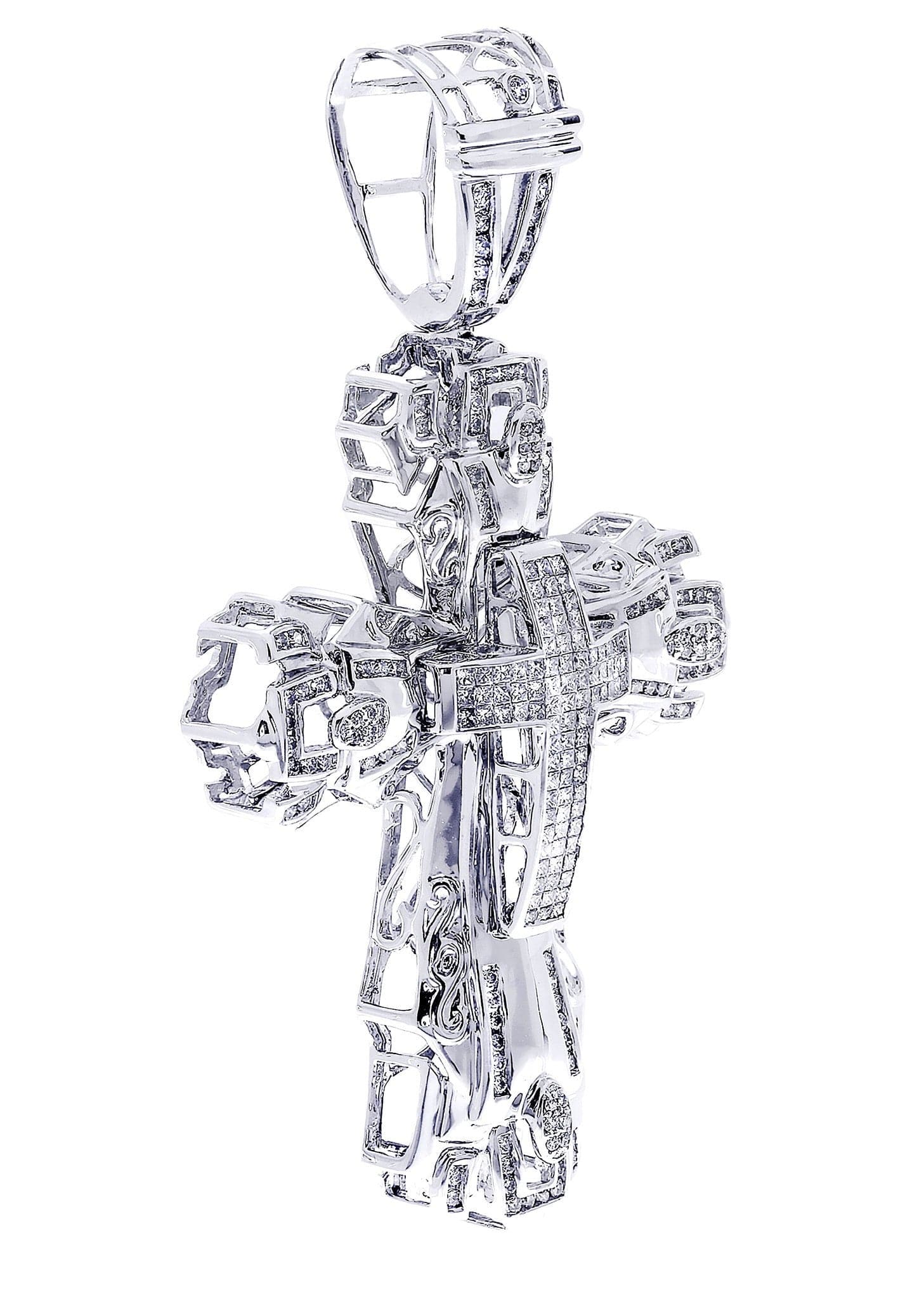 1.98 Carat Diamond Cross Pendant Necklace - 24.56 Grams Solid Gold Religious Jewelry for Women & Men - Perfect for Baptism, First Communion & Gift Giving