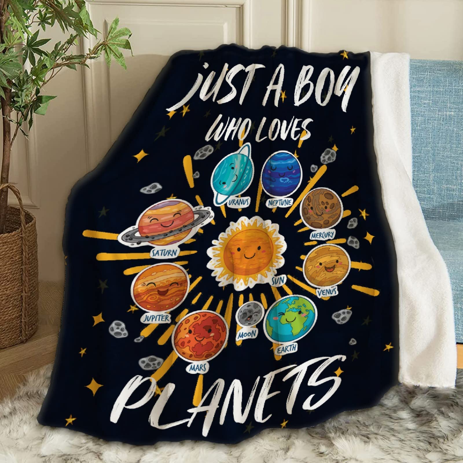 ARTBLANKET Solar System Throw Blanket - Super Soft Fleece Funny Space Themed Blanket for Boys (120x90 Inch) | Cozy Bed, Couch & Sofa Throw | Perfect for Travel, Home Decor & Astronomy Lovers