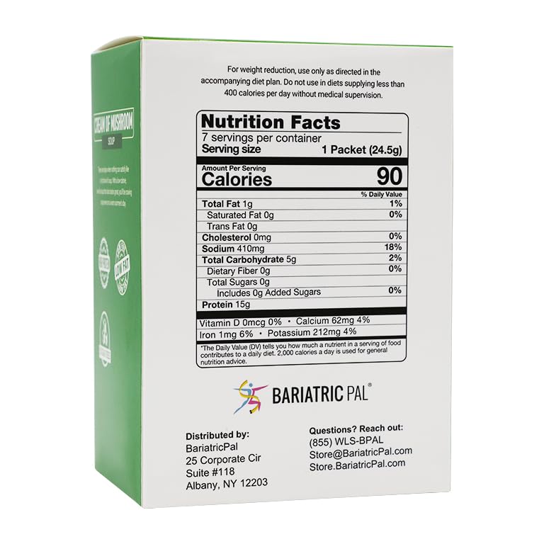 BariatricPal High Protein Soup - Creamy Mushroom Flavor for Weight Loss & Bariatric Diet | Post-Surgery Meal Replacement & Healthy Snack