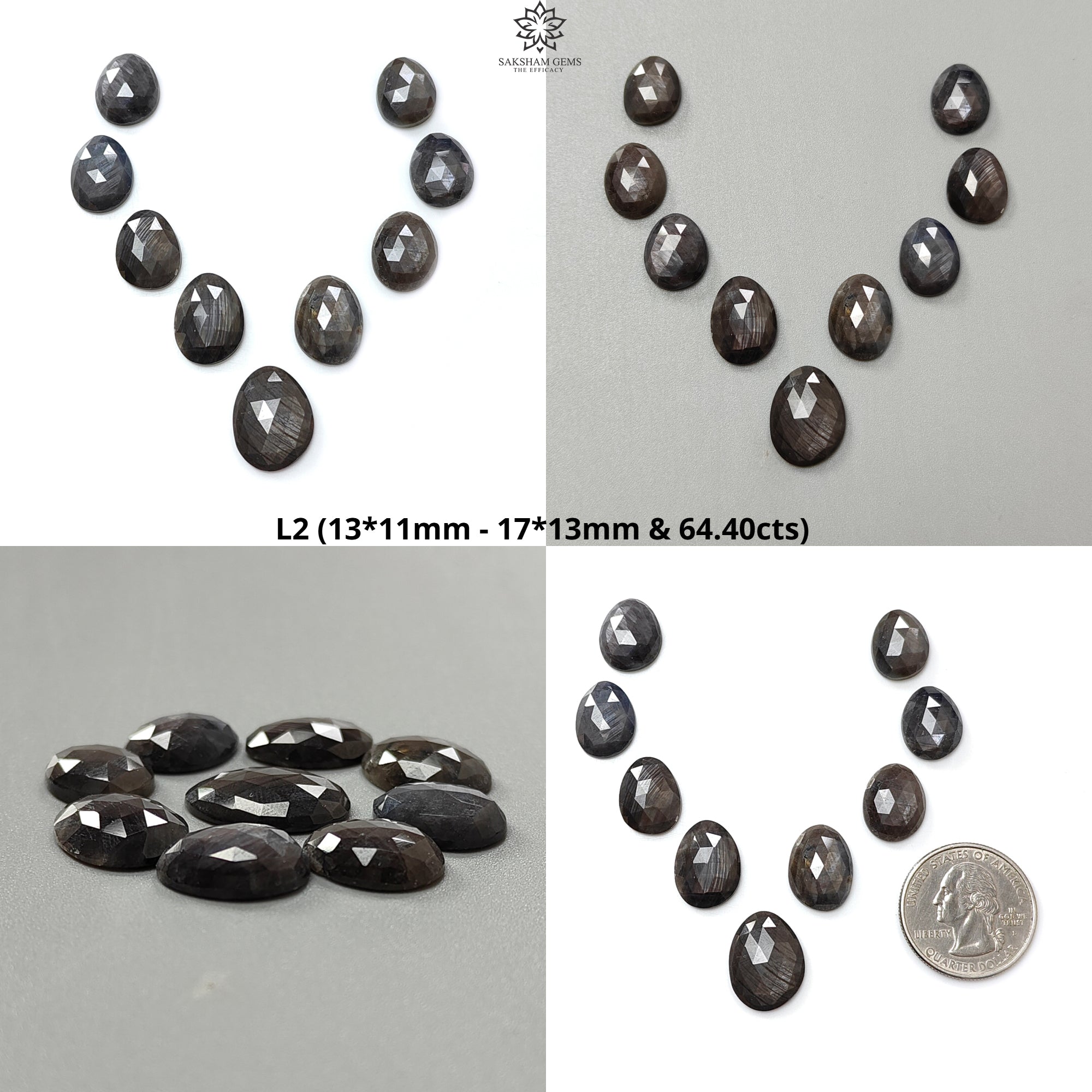 Natural Untreated Golden Brown & Silver Gray Sapphire Gemstone Rose Cut Slices - Faceted Egg Shape 9pcs Lot for Jewelry Making (Perfect for Rings, Necklaces, Earrings & DIY Craft Projects)