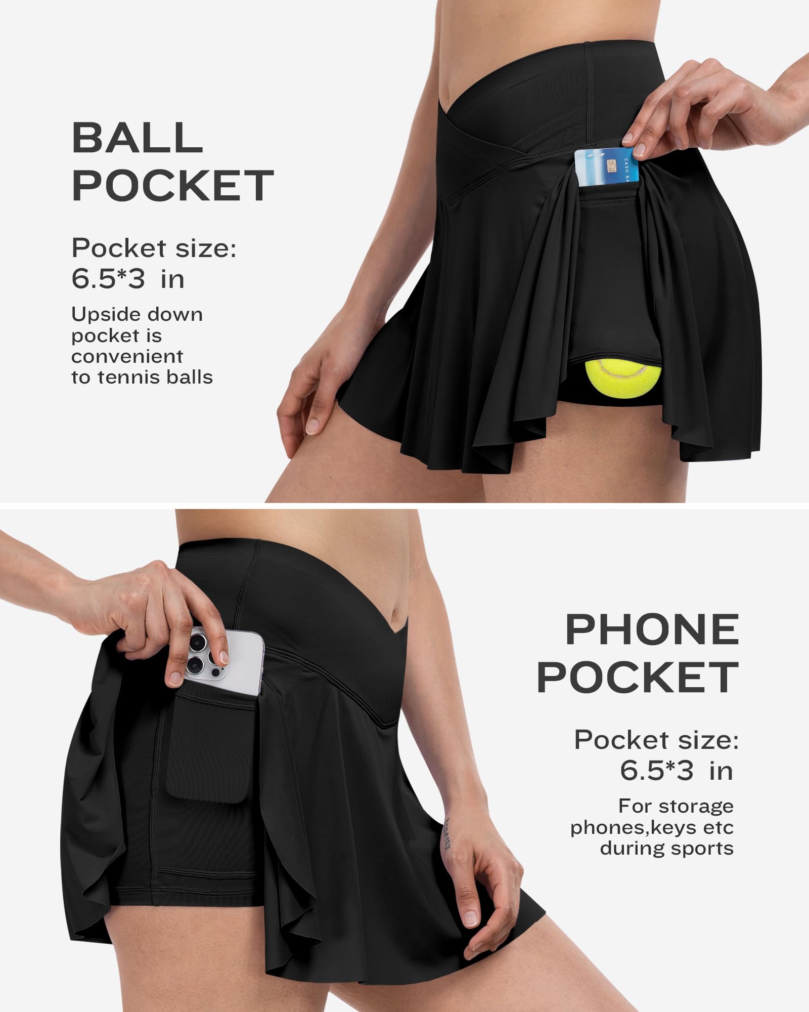 ATHVOTAR Women's High Waisted Tennis Skirt with Pockets - Breathable Athletic Skorts for Golf, Running & Workout - Built-in Shorts for Comfort & Coverage - Perfect for Tennis, Gym, Yoga & Casual Wear