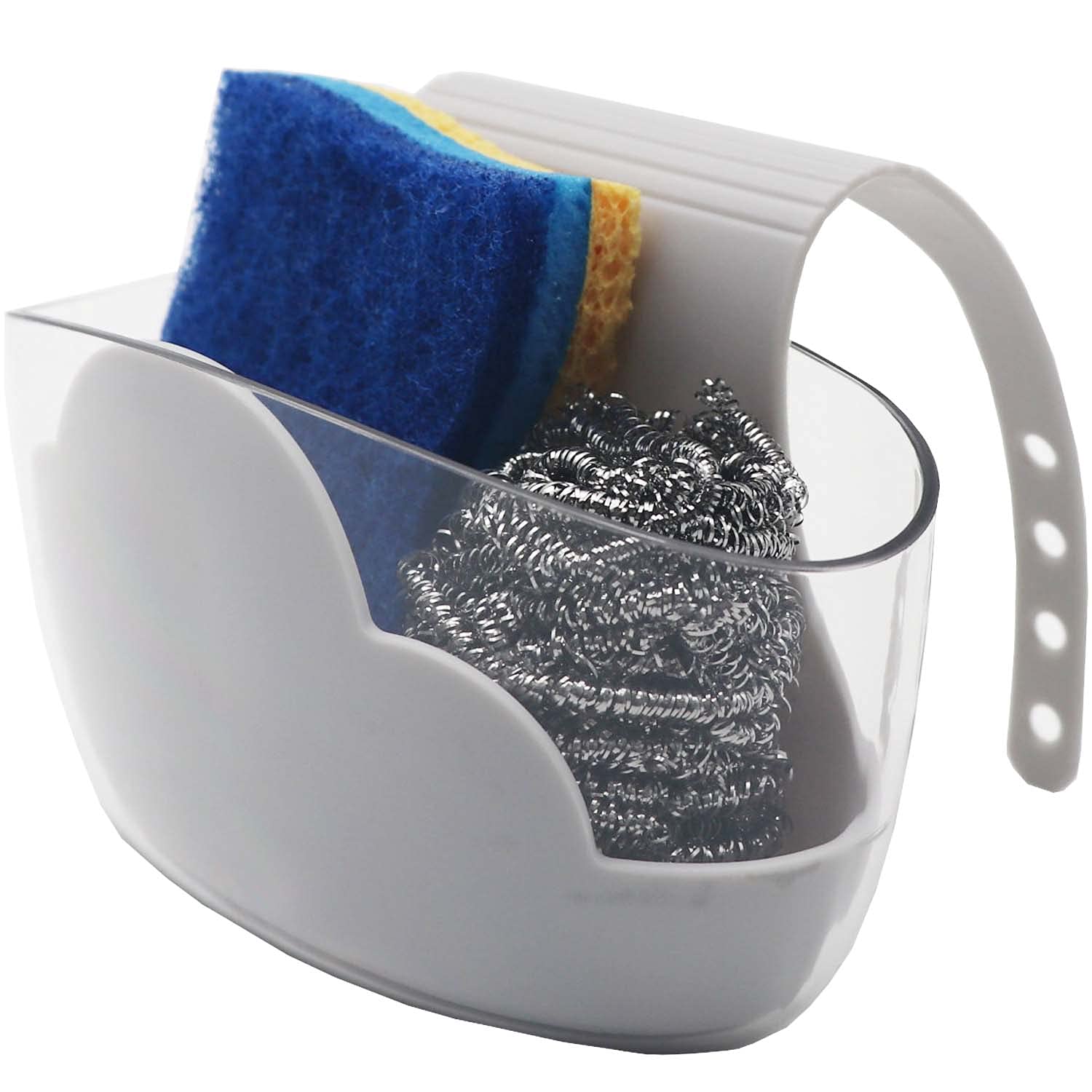 Adjustable Sink Caddy Sponge Holder with Hanging Strap - 2 Pack Grey Kitchen Faucet Organizer for Sponges, Brushes & Soap - Perfect for Small Sinks, RVs & Apartments