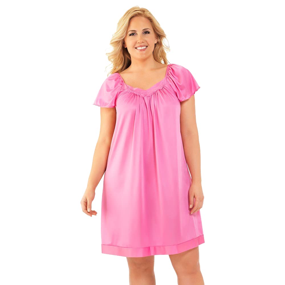 Exquisite Form 30109 Women's Nylon Tricot Flutter Sleeve Knee-Length Nightgown - Soft & Comfortable Sleepwear for Relaxing at Home or Overnight Travel