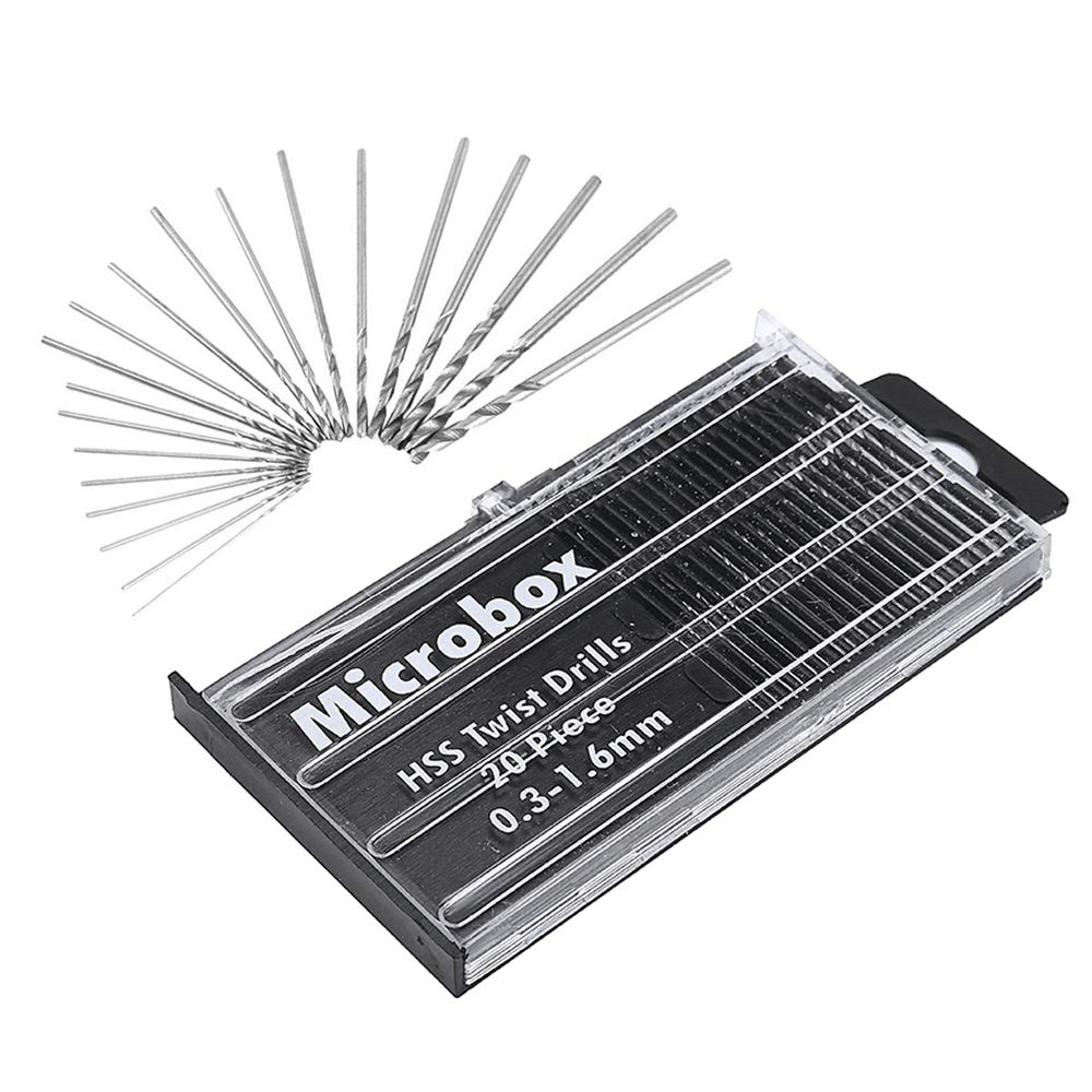 Mesee 20-Piece HSS Mini Micro Drill Bit Set (0.3-1.6mm) - High-Speed Steel Precision Twist Drill Bits for DIY, Jewelry Making, Watch Repair & Electronics Projects - Rotary Tool Accessories Kit