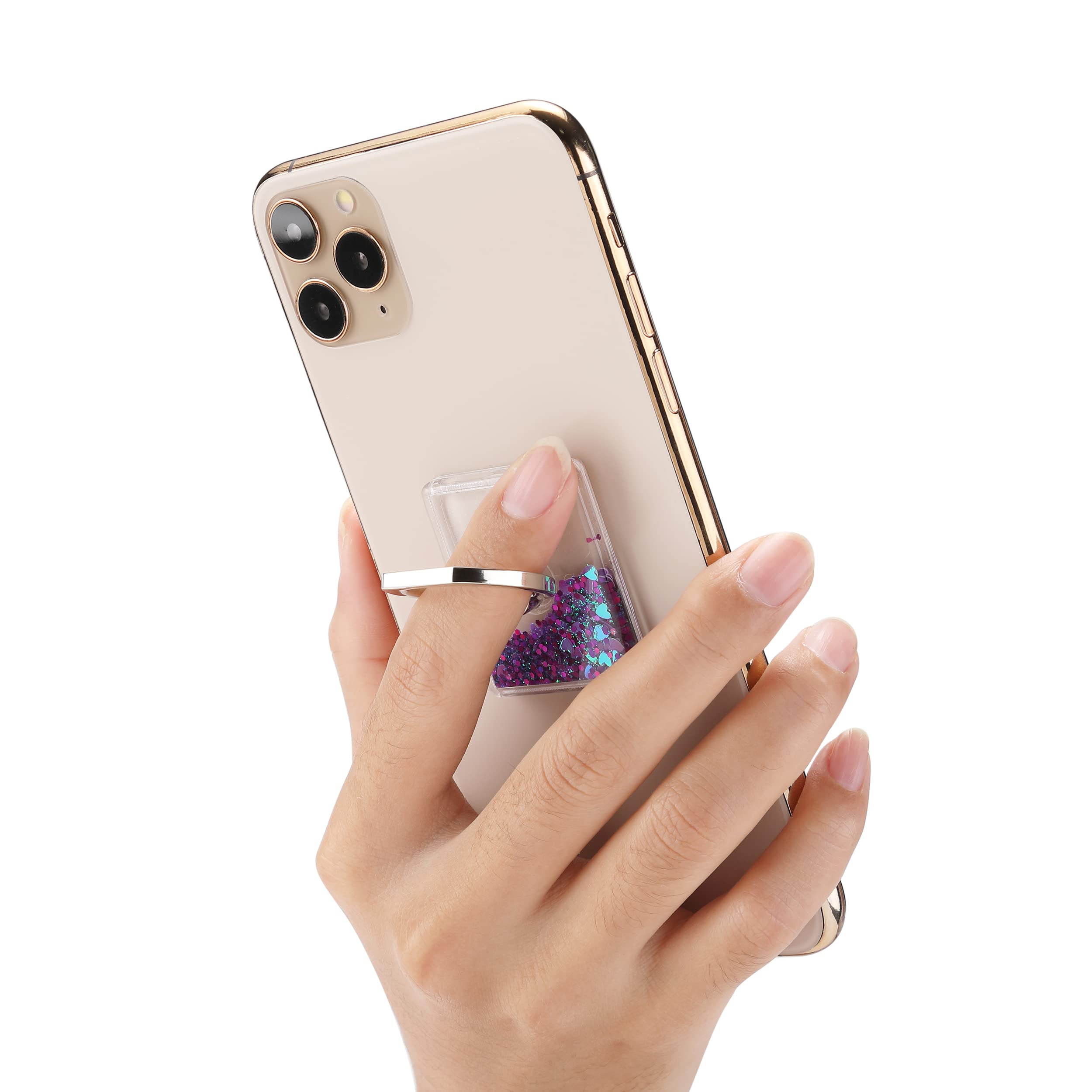 360° Rotating Phone Ring Holder - Secure Grip & Stand for iPhone & Android - Glitter Purple for Daily Use