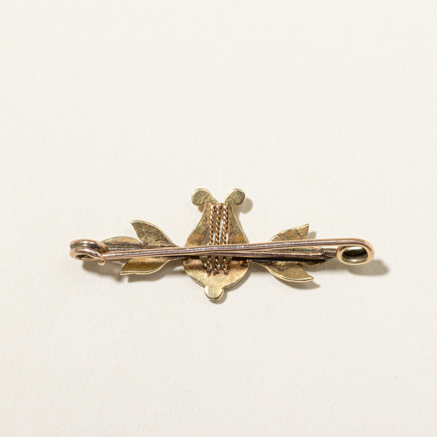 Vintage Edwardian Lyre Seed Pearls Brooch - Antique Gold Tone Jewelry for Women - Perfect for Weddings, Vintage Fashion & Special Occasions