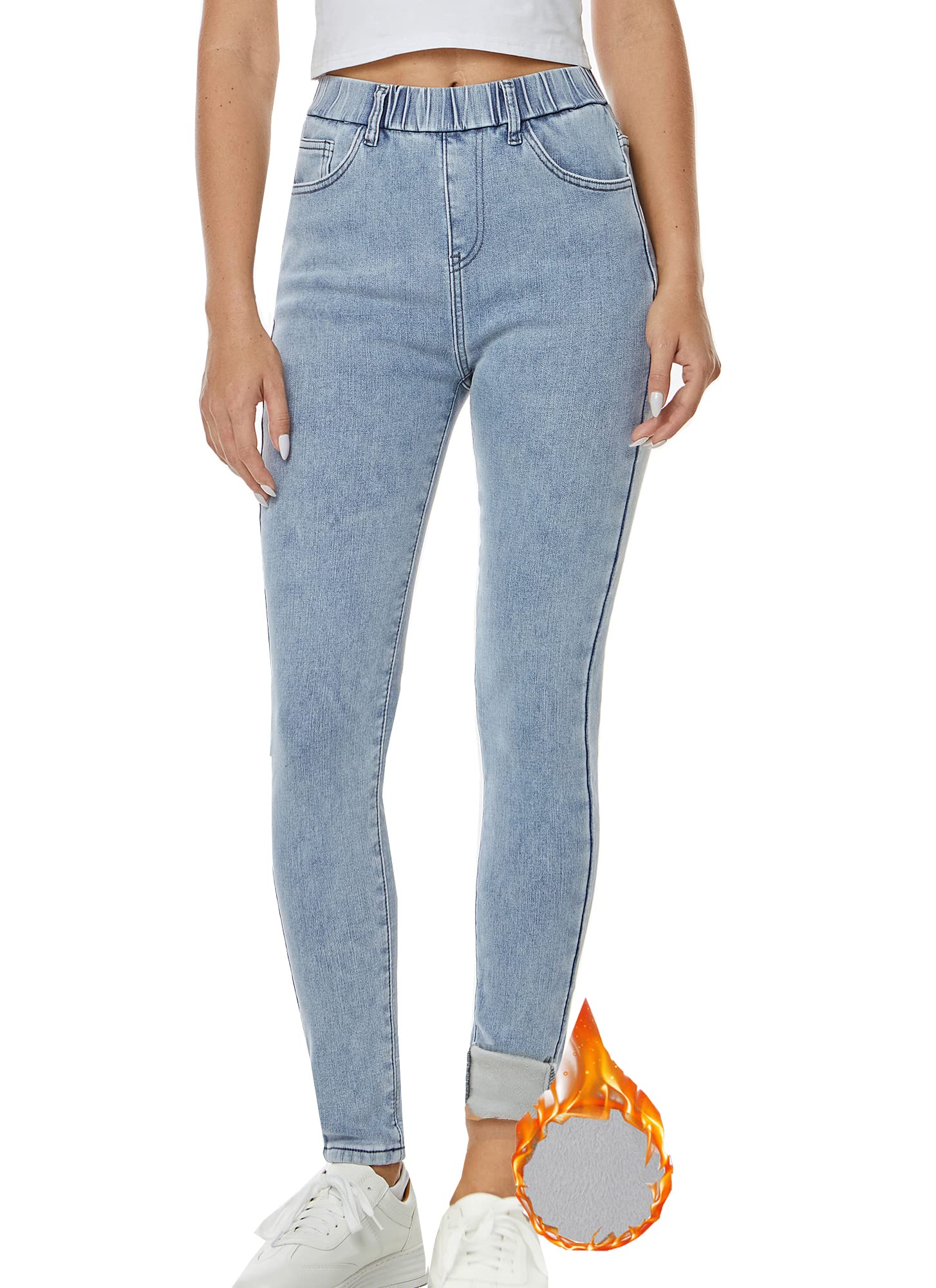 Heipeiwa Women's Winter Fleece Lined Skinny Jeans - Stretchy Warm Thick Jeggings for Cold Weather | Perfect for Snow Days, Outdoor Activities & Casual Winter Fashion