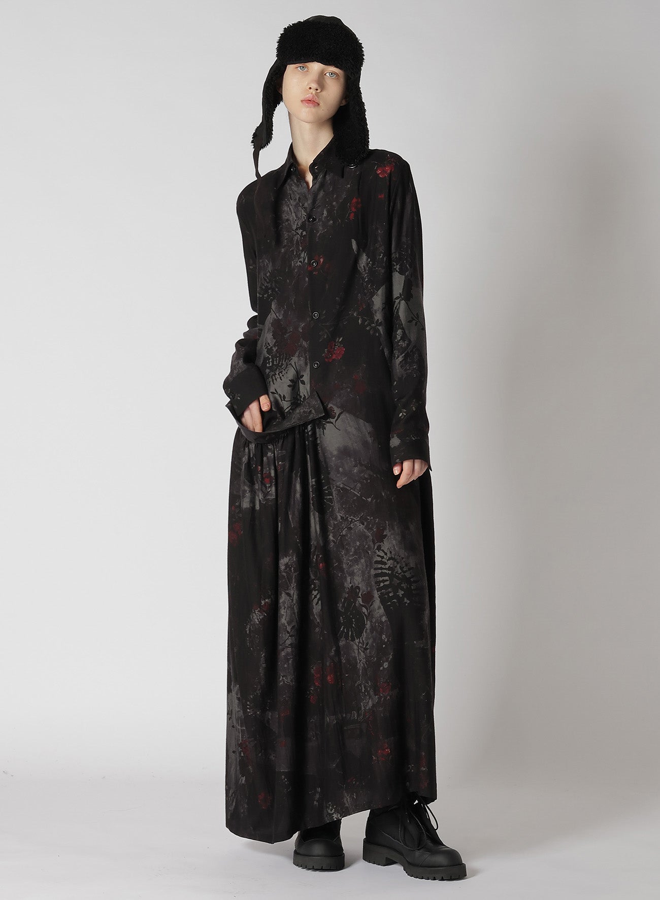 Elegant CU/Twill Stepped Floral Print Gathered Dress for Women | Perfect for Parties, Weddings & Special Occasions