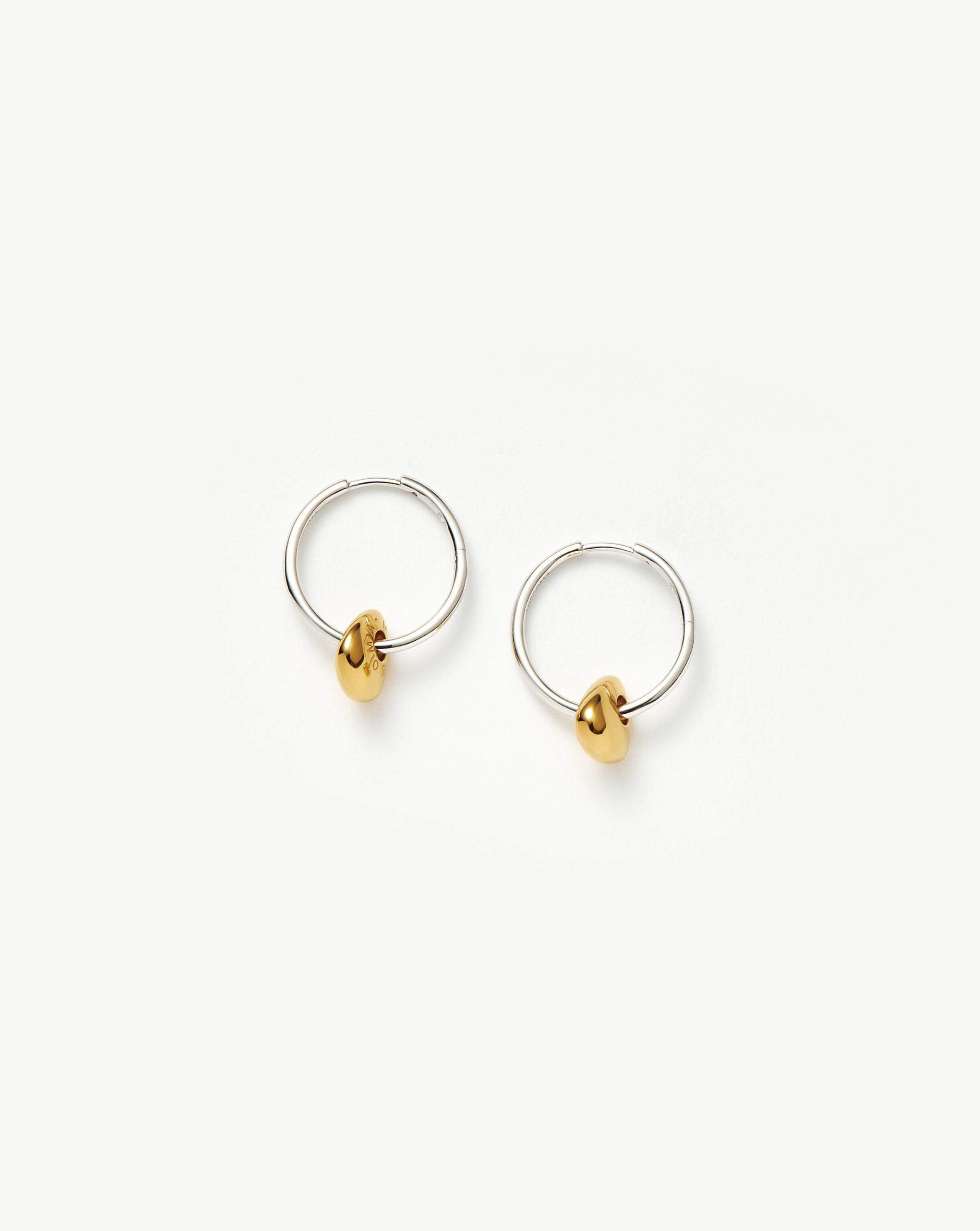 Abacus Nugget Small Charm Hoop Earrings - 18k Recycled Gold Vermeil & Rhodium Plated Sterling Silver | Minimalist Everyday Jewelry for Women, Perfect Gift for Birthdays & Anniversaries