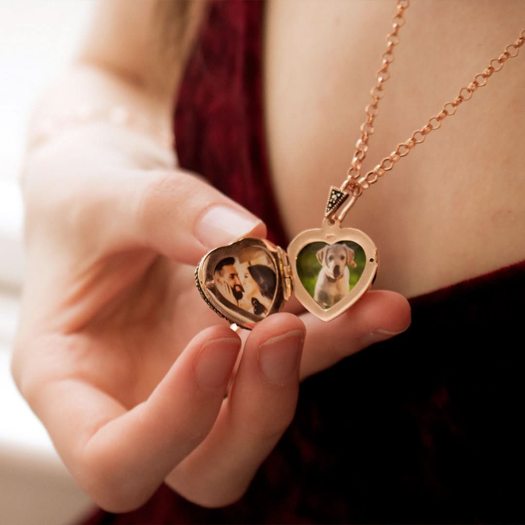 Vintage Blue Topaz Heart Locket Necklace in Rose Gold - Perfect for Valentine's Day Gifts & Anniversary Presents