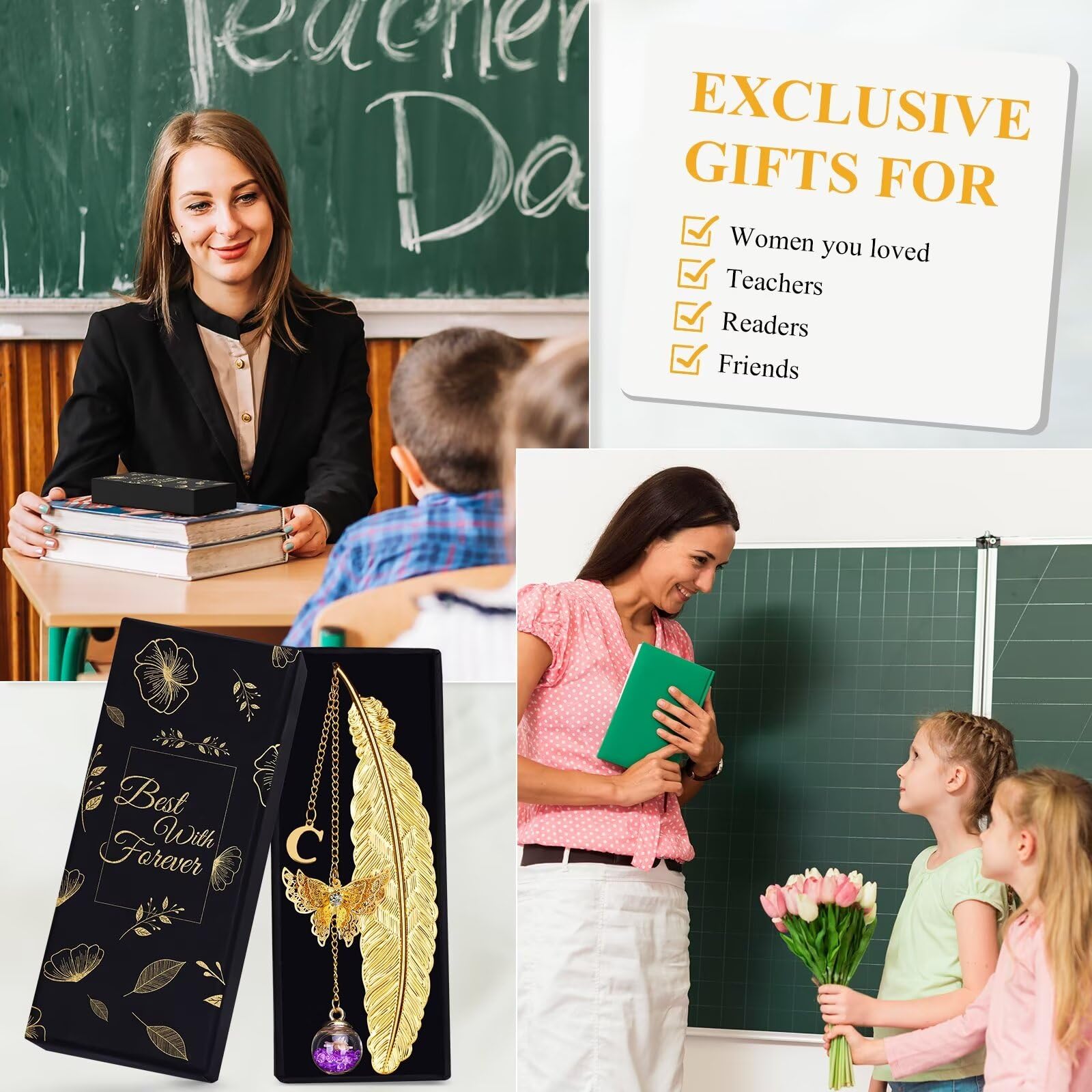 Personalized Metal Feather Bookmarks - Custom Engraved Bookmark for Women, Mothers Day Gifts, Teacher Appreciation, Birthday Presents - Unique Reading Accessories for Book Lovers & Readers - Perfect for Book Clubs, Reading Nooks & Literary Gifts