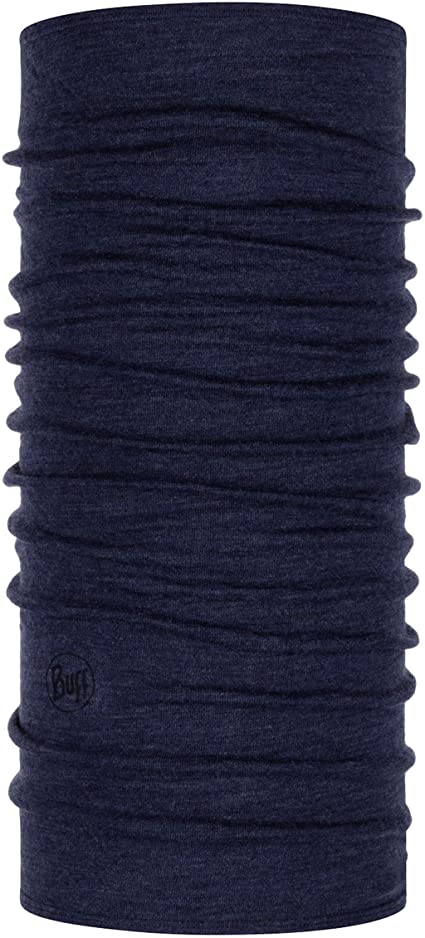 BUFF Merino Midweight Melange Night Blue Wool Neck Gaiter - Warm & Breathable for Hiking, Skiing & Outdoor Activities