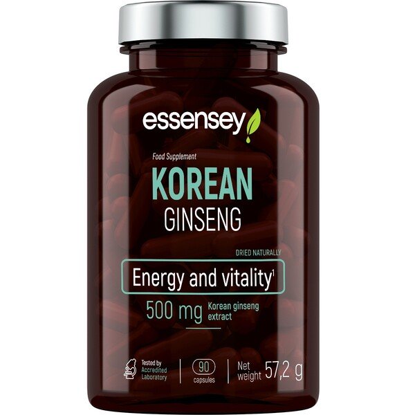 Essensey Korean Ginseng Extract 500mg - 90 Capsules for Energy Boost & Immune Support | Herbal Supplement for Daily Wellness & Vitality