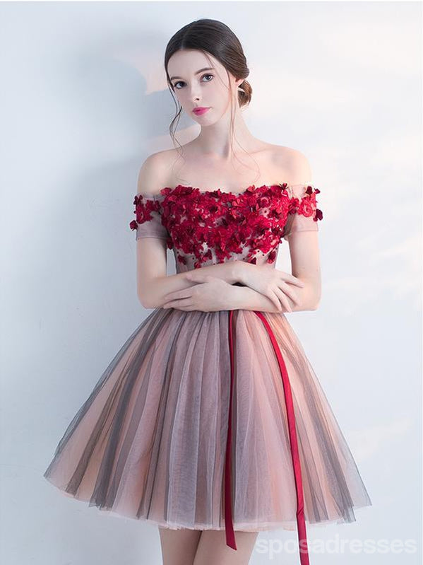 Elegant Off Shoulder Red Lace Short Homecoming Dress - CM692 | Perfect for Prom, Party & Special Occasions