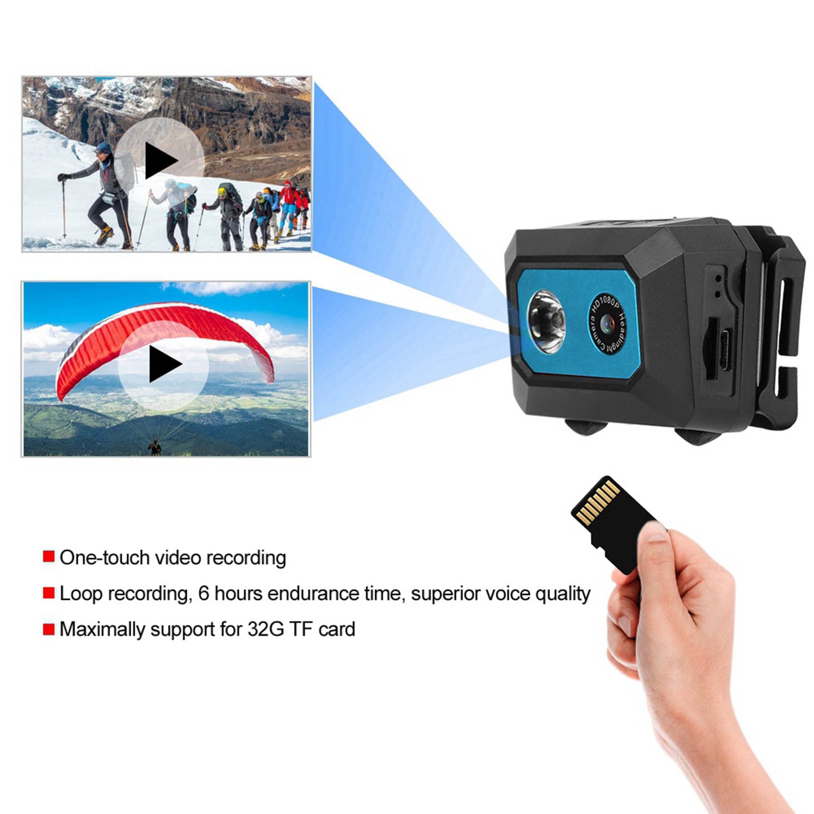 **Zixyqol Action Camera - 4K HD Head Mounted Sports Camera with DVR Recorder | Wearable Vlogging Camera for Cycling, Skiing, Hiking & Home Security | Waterproof & Lightweight (Black & Blue)**