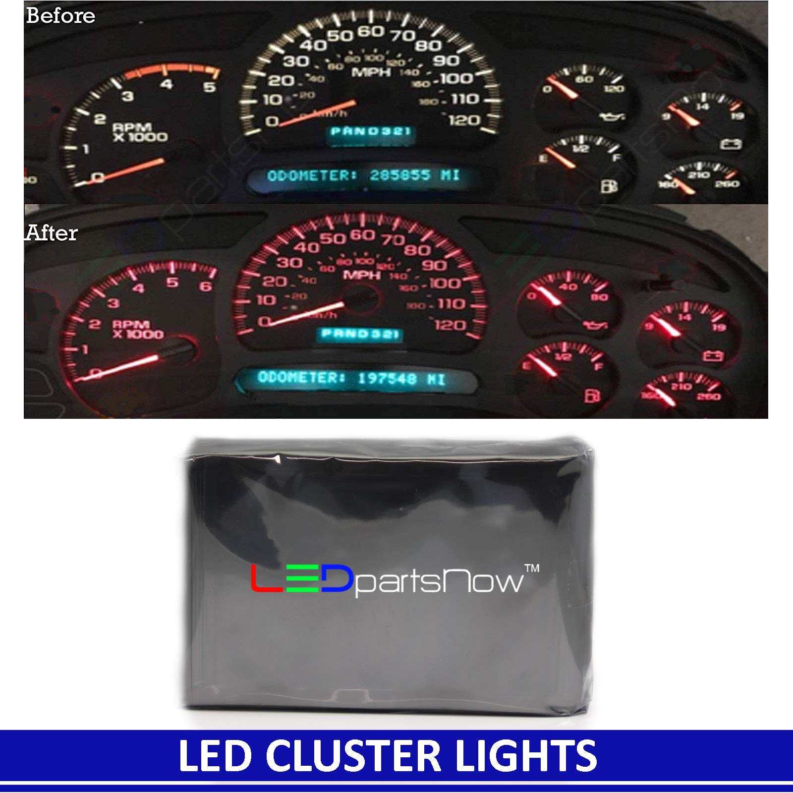 2000-2002 Chevrolet Tahoe LED Dash Cluster Instrument Gauge Lights Replacement Kit (6 Red Bulbs) - Interior Accessories for Night Driving & Custom Styling