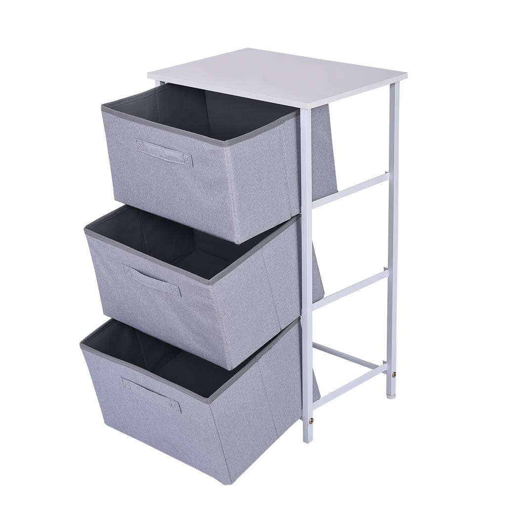 Vertical Dresser Storage Tower - Sturdy Steel Frame & Wood Top Cabinet for Bedroom, Living Room, or Office Organization (Fast US Shipping)