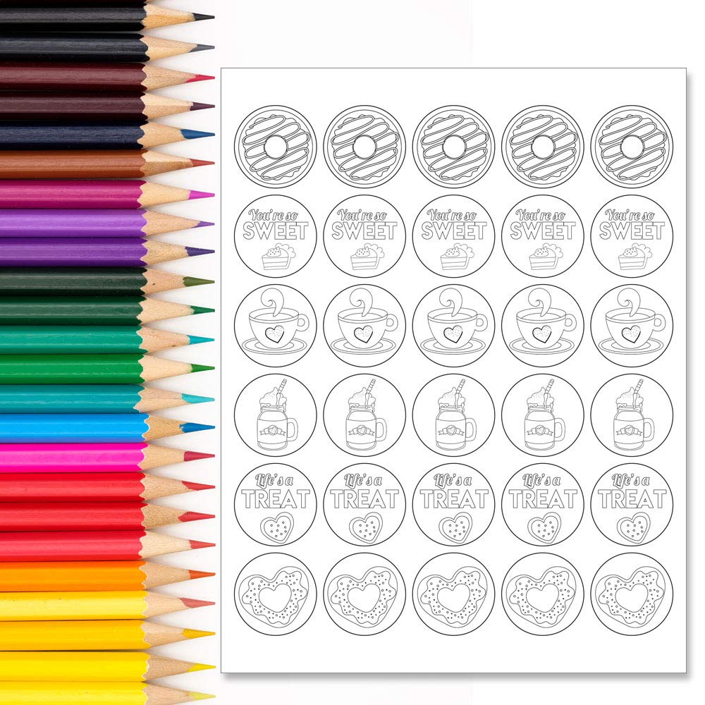 DIY Sweet Treats Themed Birthday Party Favor Stickers for Kids - 90 Pack 1.5