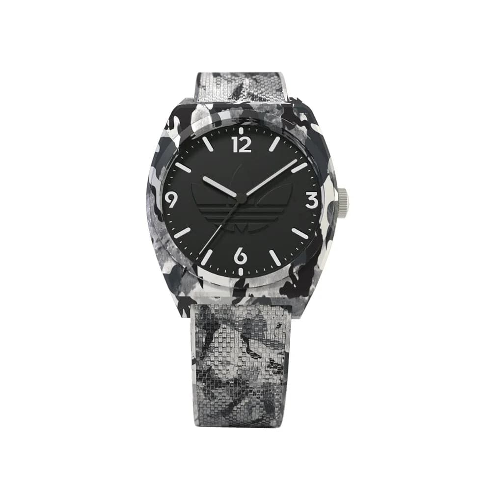 Adidas Unisex Rubber Gray Camouflage Strap Watch AOST22568 - Sporty Casual Timepiece for Men & Women | Perfect for Outdoor Activities, Gym & Everyday Wear
