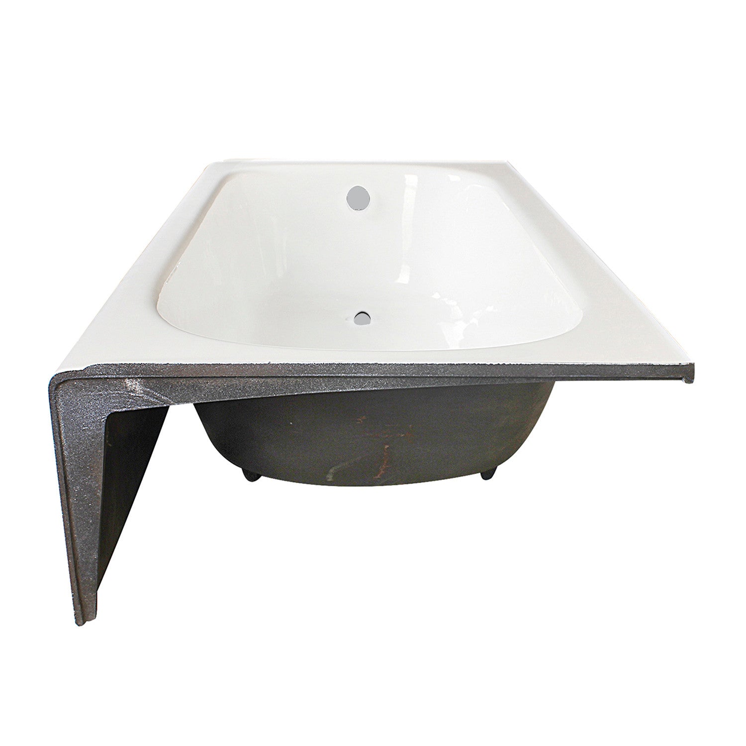 Aqua Eden 60 Inch Cast Iron Rectangular 3 Wall Alcove Bathtub - Left Drain Hole, White Porcelain Finish | Freestanding Soaking Tub for Bathroom Remodel & Spa Relaxation