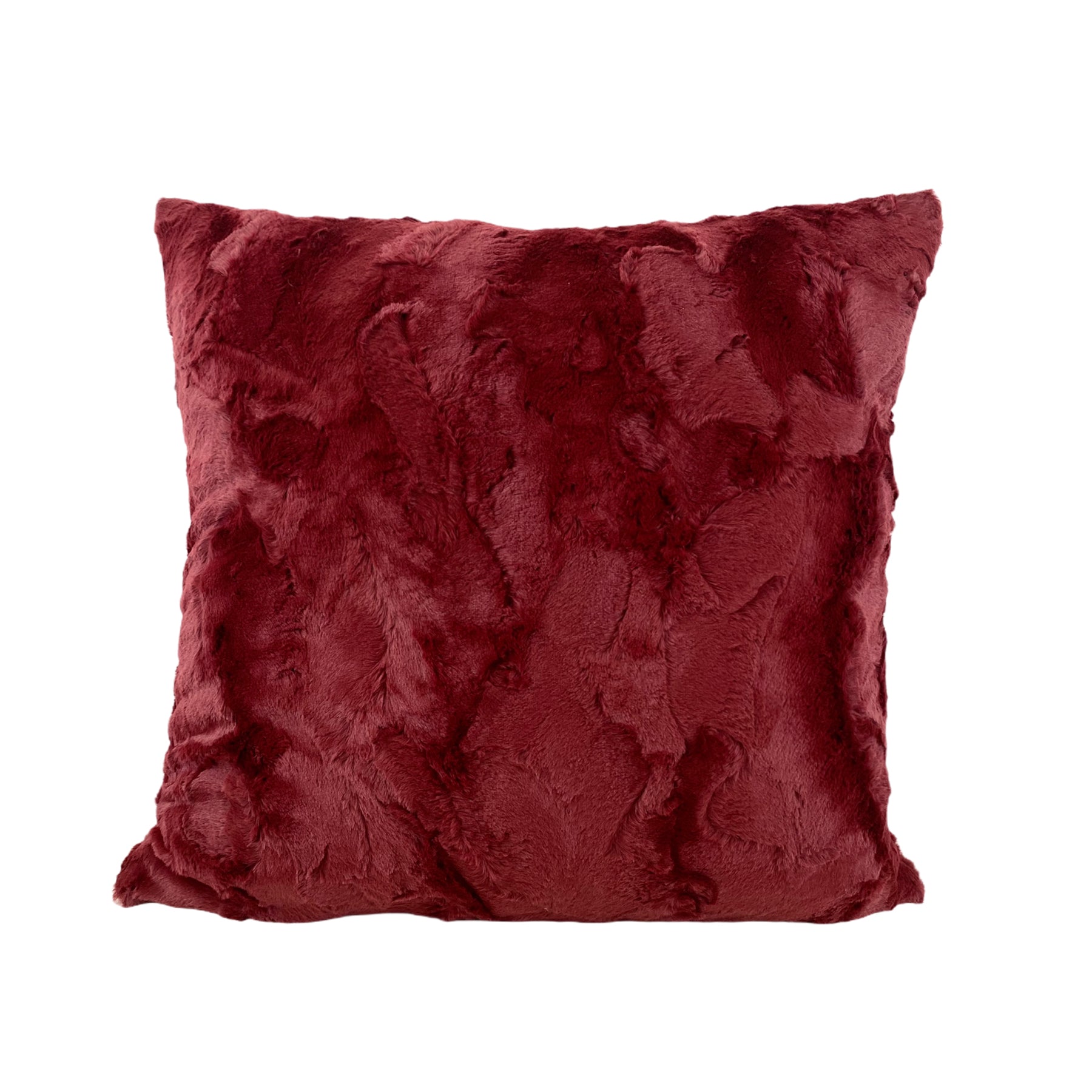 Luxury Rabbit Merlot Faux Fur Throw Pillow 20x20 - Soft Decorative Cushion for Sofa, Bed & Home Decor