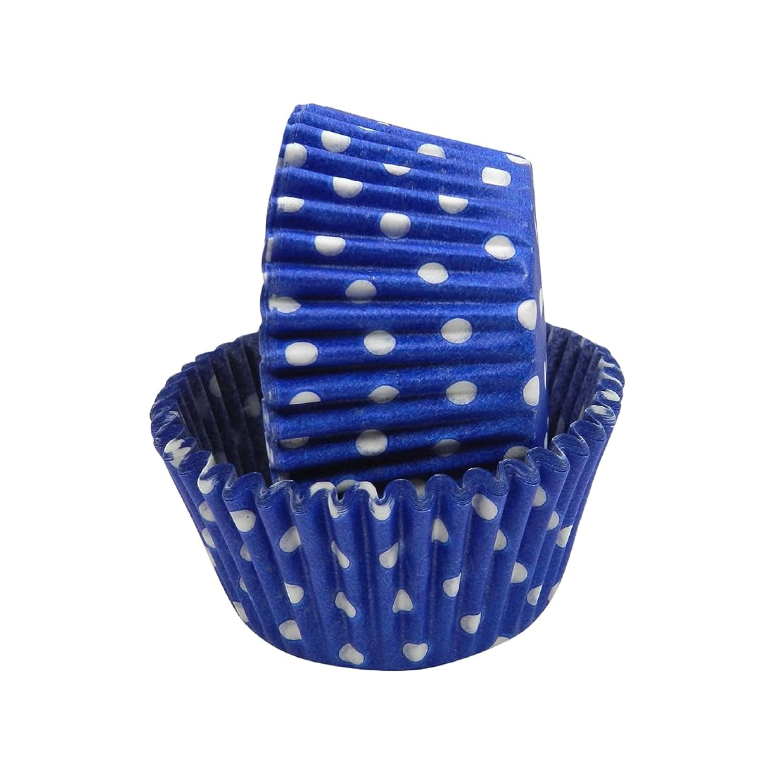 Regency Wraps Professional Greaseproof Baking Cups - 40 Pack Standard Cupcake Liners, Non-Stick Muffin & Candy Wrappers, Cobalt Blue Polka Dot Design - Perfect for Baking, Party Decorations & Gift Packaging