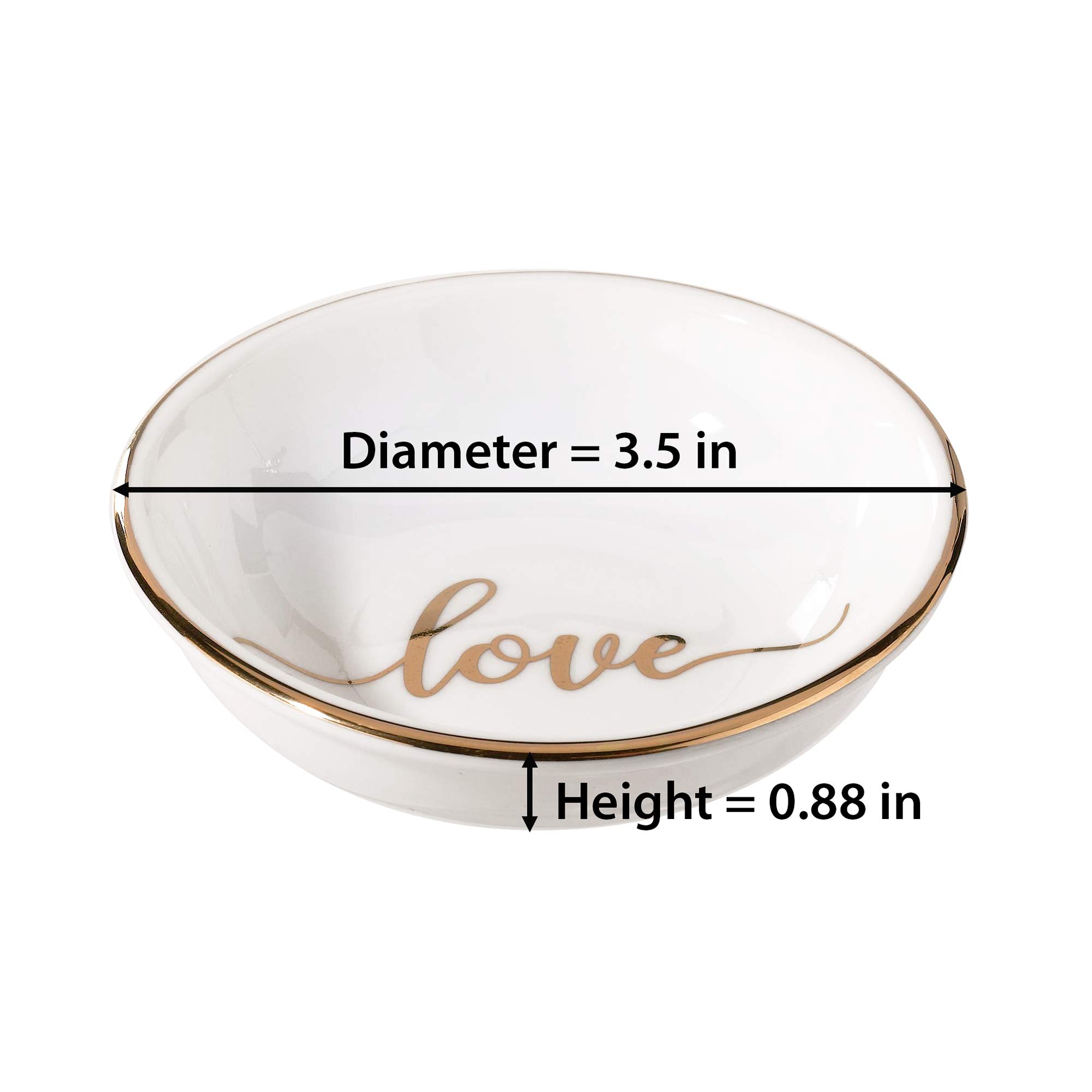 Lillian Rose Love Ceramic Ring Dish - Elegant Off-White Jewelry Holder for Rings, Earrings & Small Accessories - Perfect for Bathroom Vanity, Nightstand & Wedding Gift - 3.5 Inch