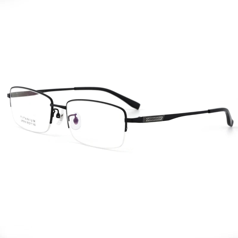Bclear Men's Semi-Rimless Square Titanium Eyeglasses 47818 - Lightweight & Durable Frame for Work, Reading & Everyday Use