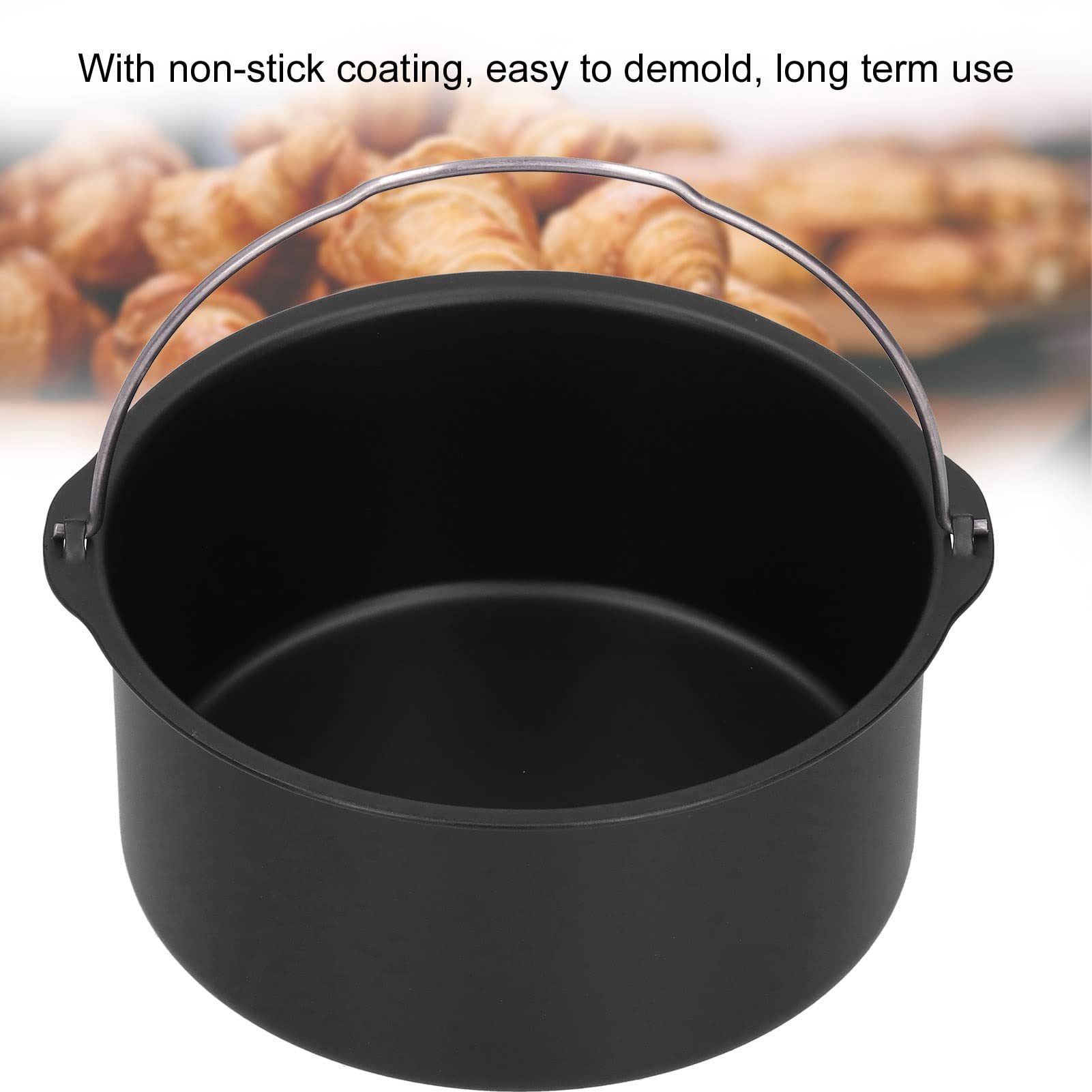 8 Inch Universal Black Air Fryer Accessories - Non-Stick Carbon Steel Cooking Rack for Air Fryers, Ovens & Grills - Perfect for Baking, Roasting & Reheating Food