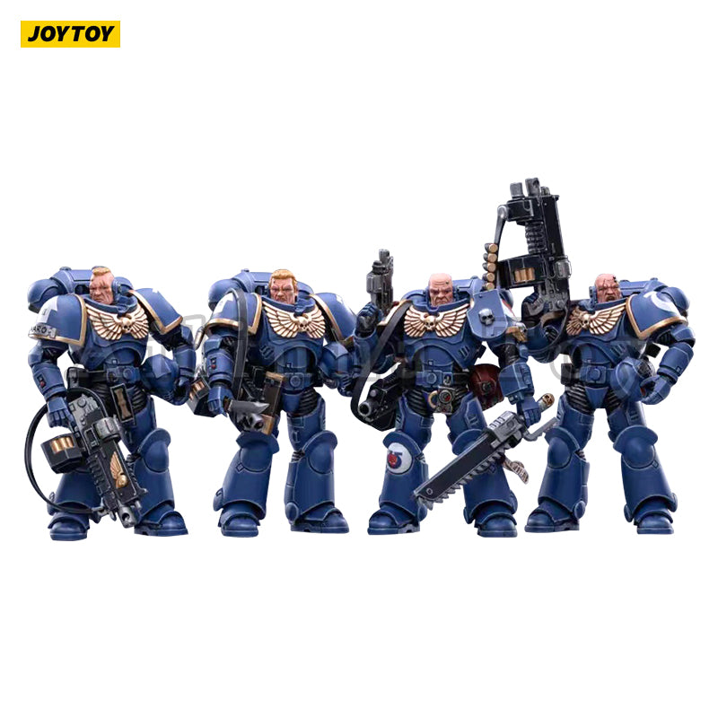 JOYTOY 1/18 Scale Warhammer 40K Ultramarines Intercessors Action Figure Set (4PCS) - Highly Detailed Collectible Miniatures for Tabletop Gaming, Display & Warhammer 40K Fans