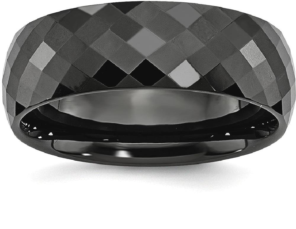 7.5mm Black Ceramic Wedding Band Ring for Men - Classic Plain Design for Engagement, Anniversary & Everyday Wear