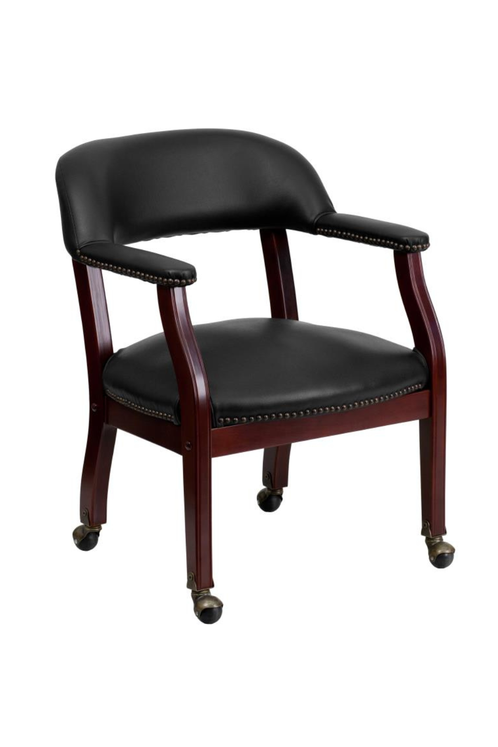 Premium FLASH Vinyl Conference Chair with Accent Nailhead Trim & Smooth-Rolling Casters - Ergonomic Office Chair for Executive Meetings, Home Office & Professional Workspaces