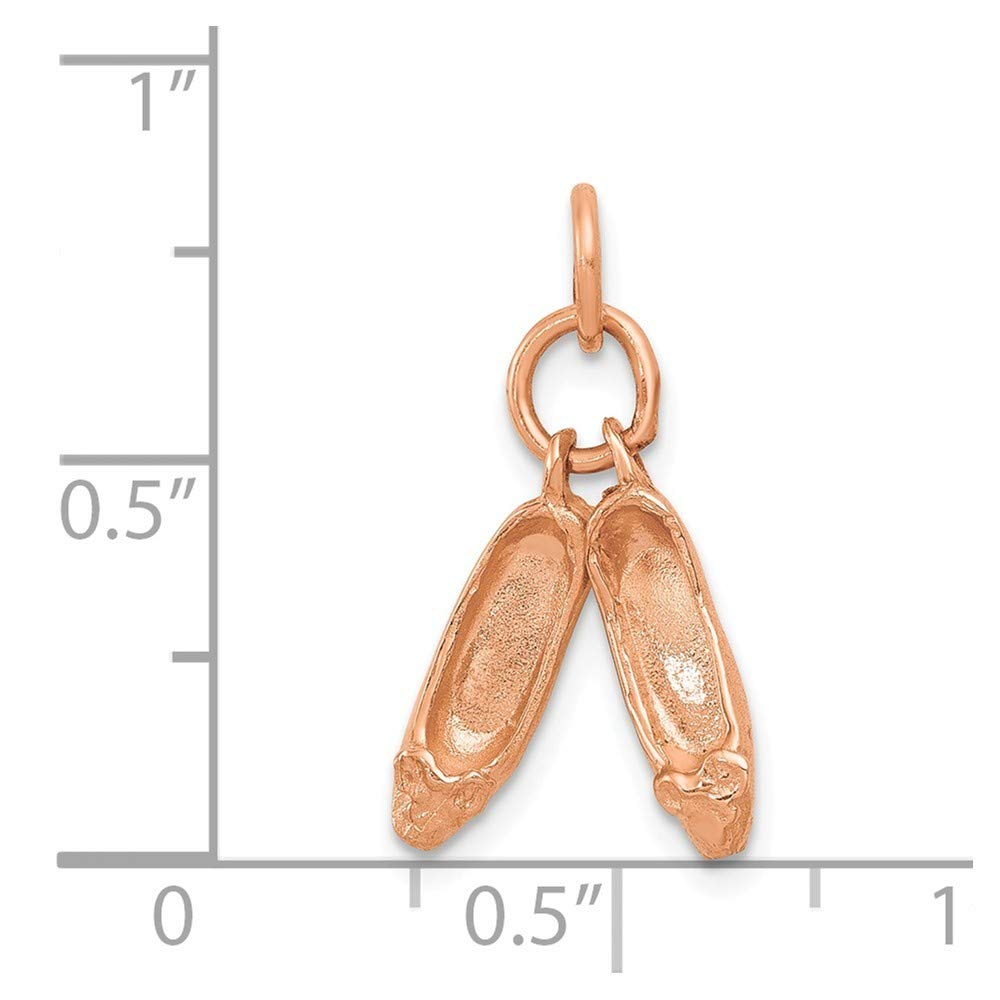 14K Rose Gold Polished 3D Movable Ballet Slippers Charm Pendant - Perfect for Jewelry Making, Bracelet Charms, Necklace Pendants & Gift Giving