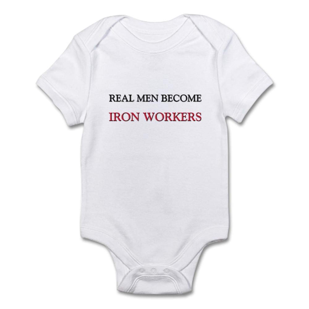 Real Men Become Iron Workers Infant Baby Bodysuit - Funny Construction Worker Onesie for Boys & Girls - Perfect for Job Site Visits & Family Workwear Themes