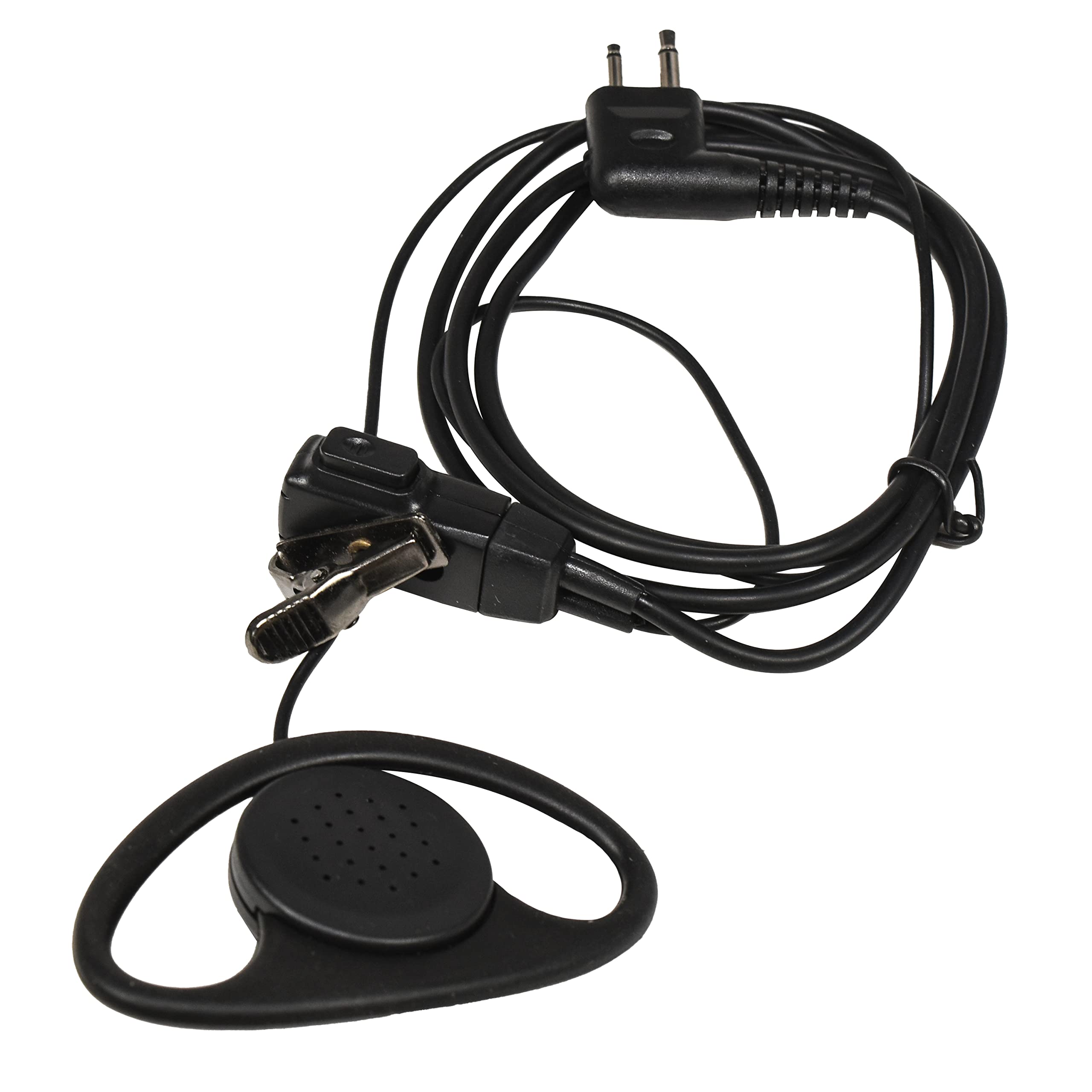 HQRP 4-Pack D-Shaped Earpiece Headset with PTT Mic - Compatible with Motorola CLS1110, CLS1410, CLS1413, CLS1450 - Ideal for Security, Construction & Warehouse Communication