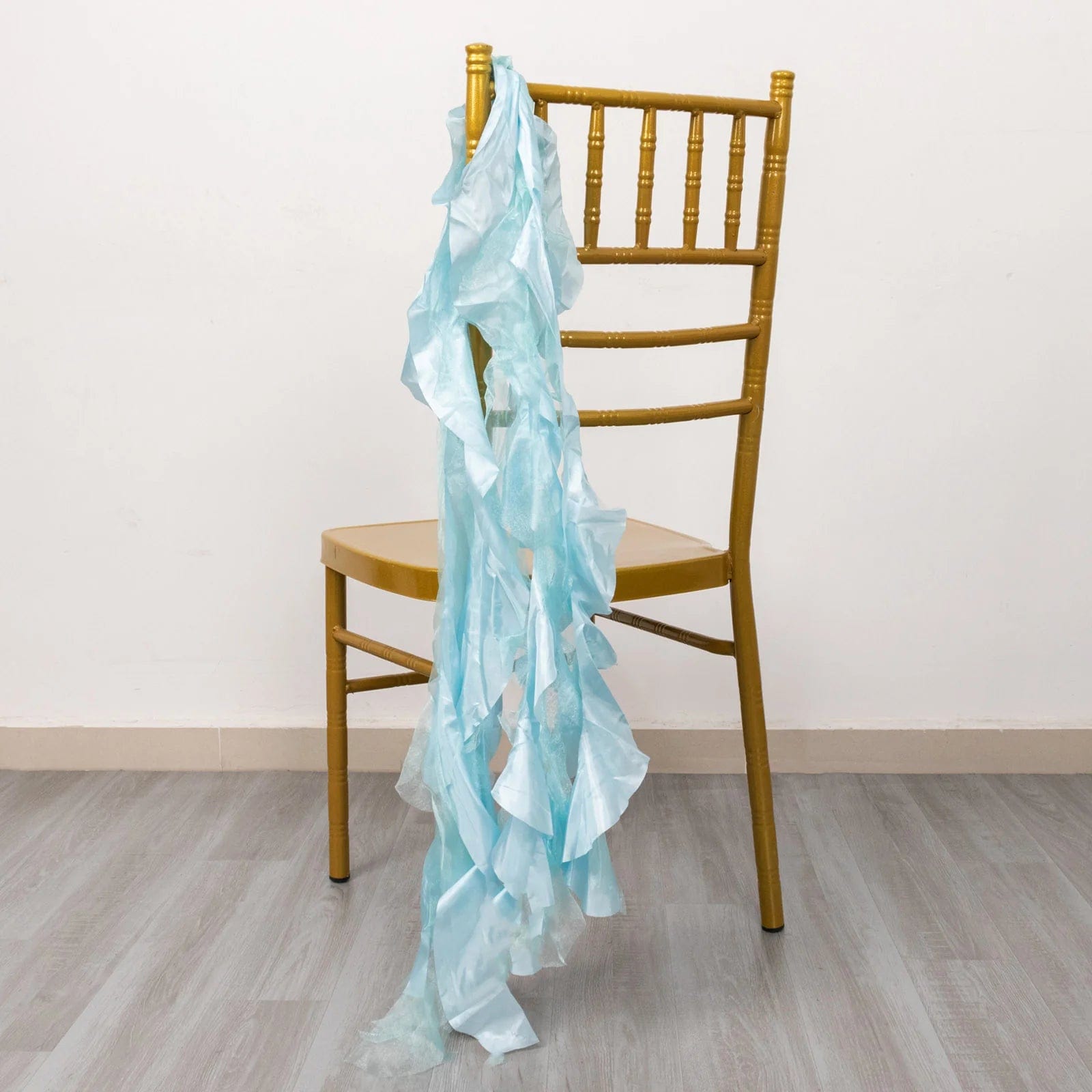 5 Pack Curly Willow Chiffon Satin Chair Sashes - Elegant Wedding Decor, Bridal Shower & Party Chair Ribbons for Banquet, Reception, and Special Events